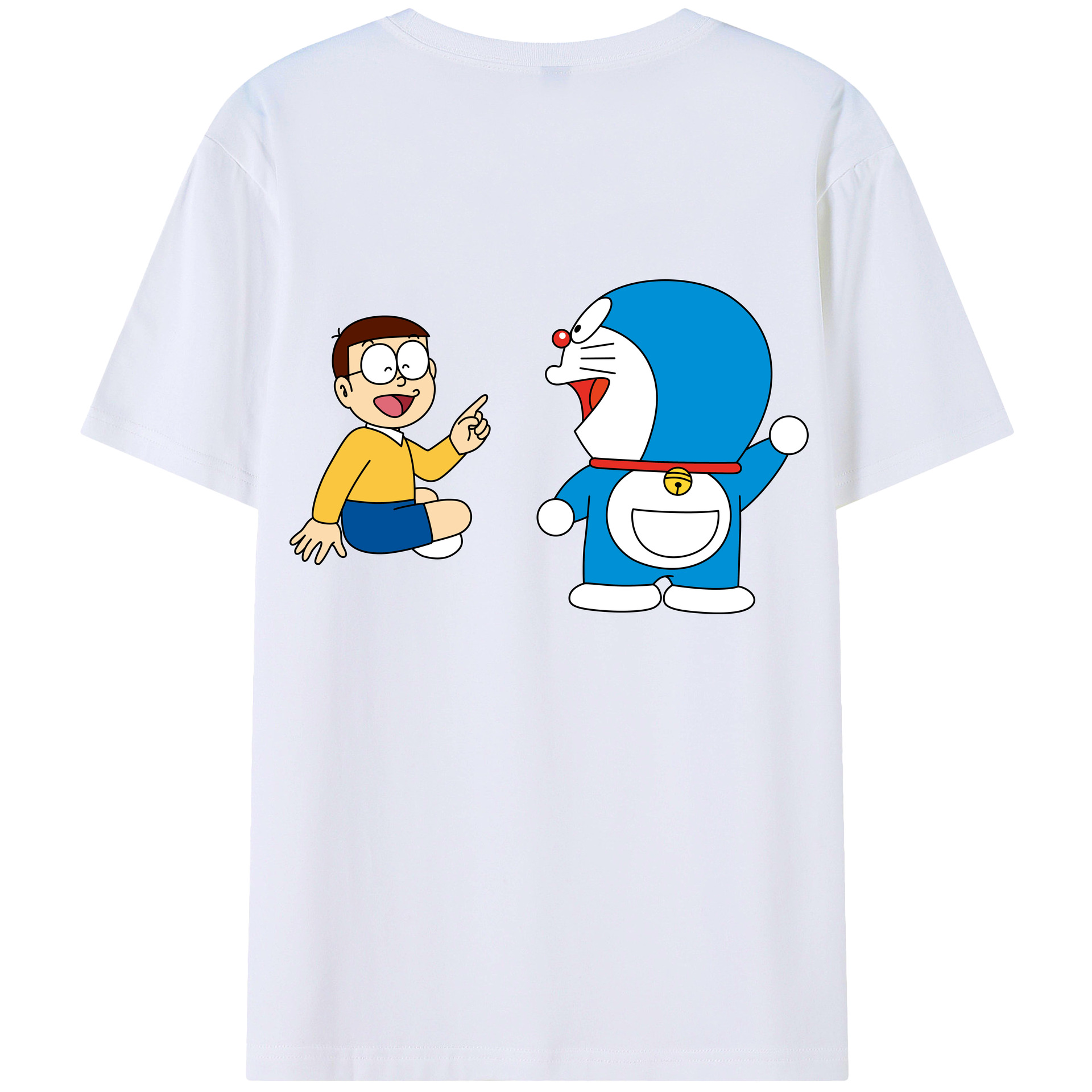 （画像用） ドラえもん Doraemon 綿100％ メンズ半袖Tシャツ（バックプリント） 通気性