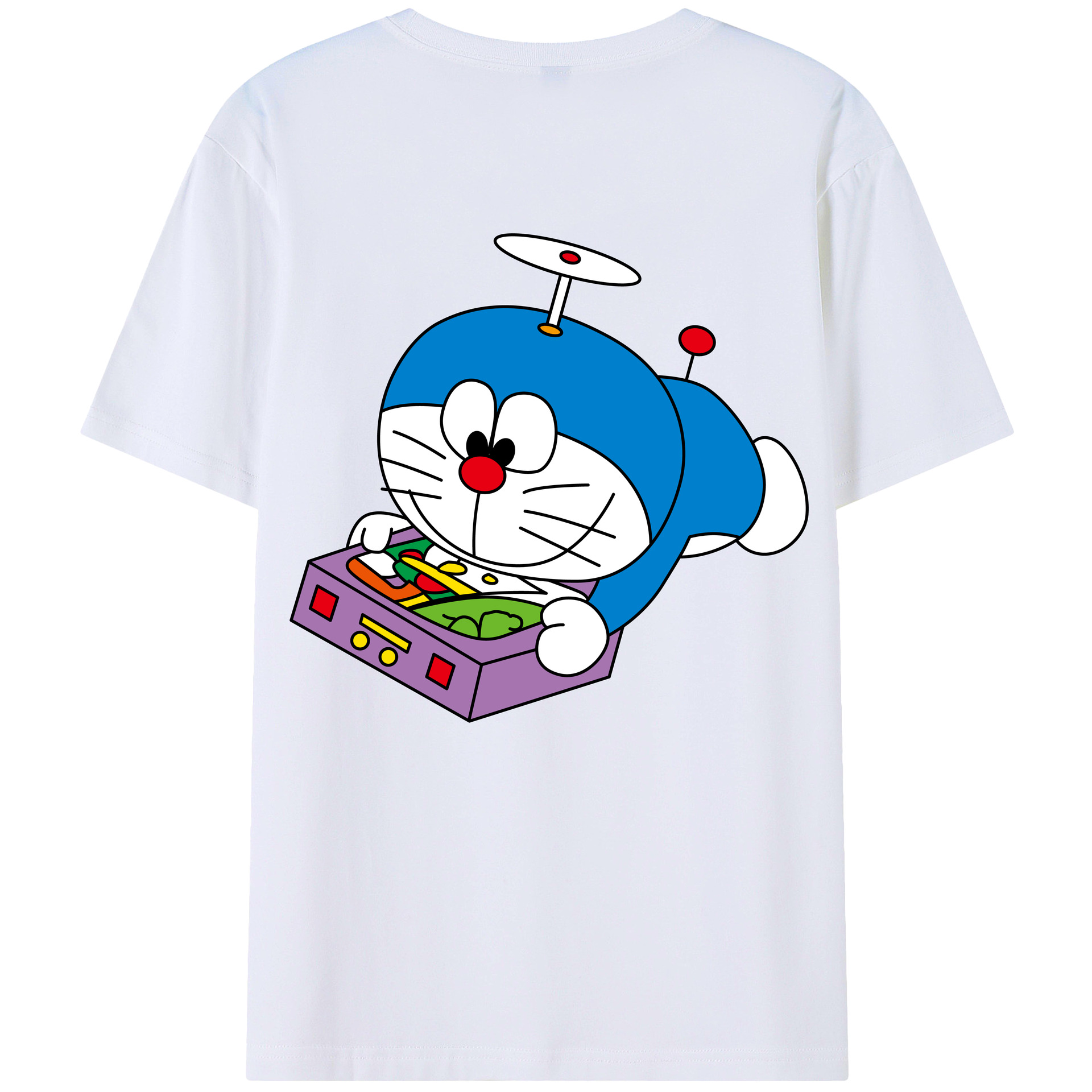 （画像用） ドラえもん Doraemon 綿100％ メンズ半袖Tシャツ（バックプリント） 通気性
