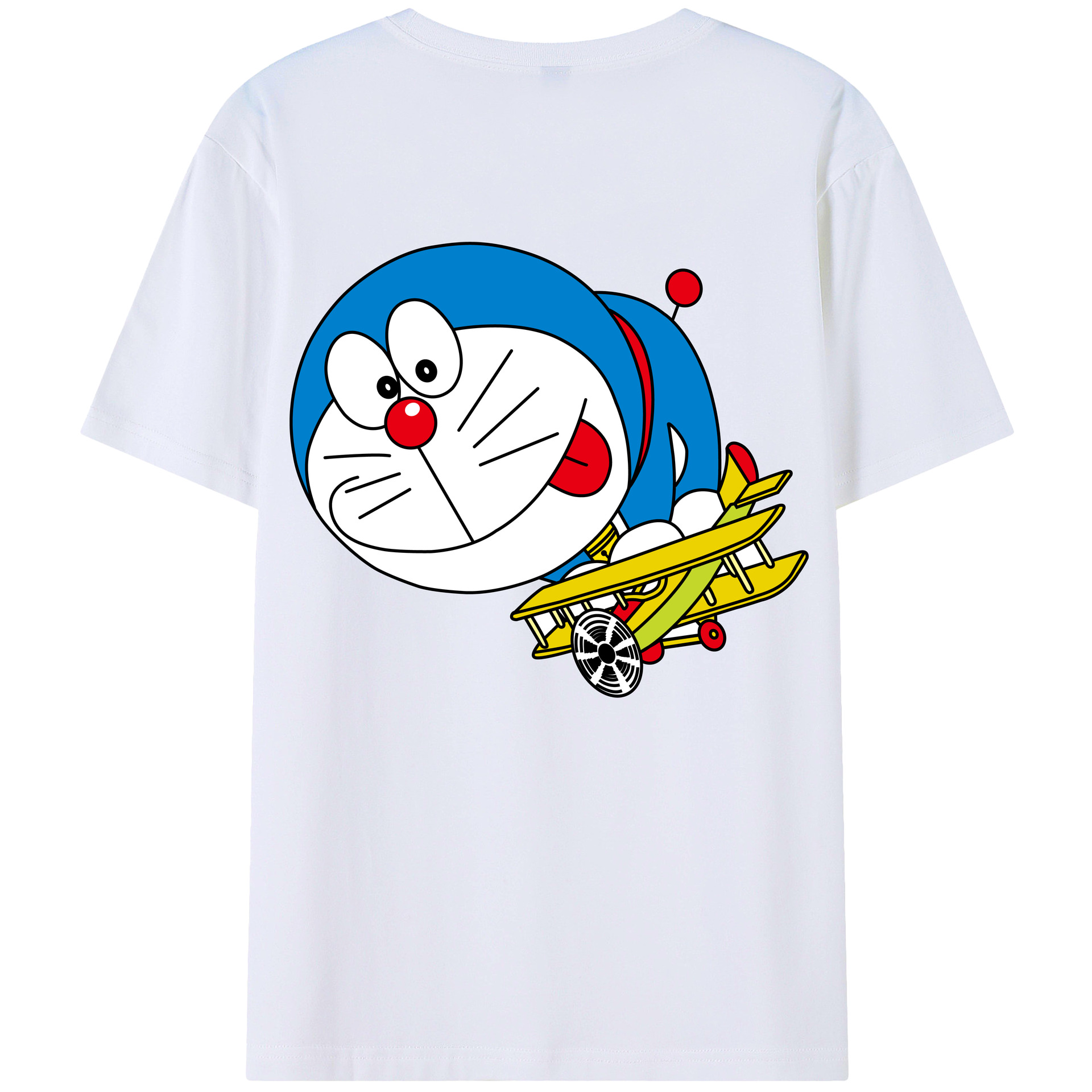 （画像用） ドラえもん Doraemon 綿100％ メンズ半袖Tシャツ（バックプリント） 通気性