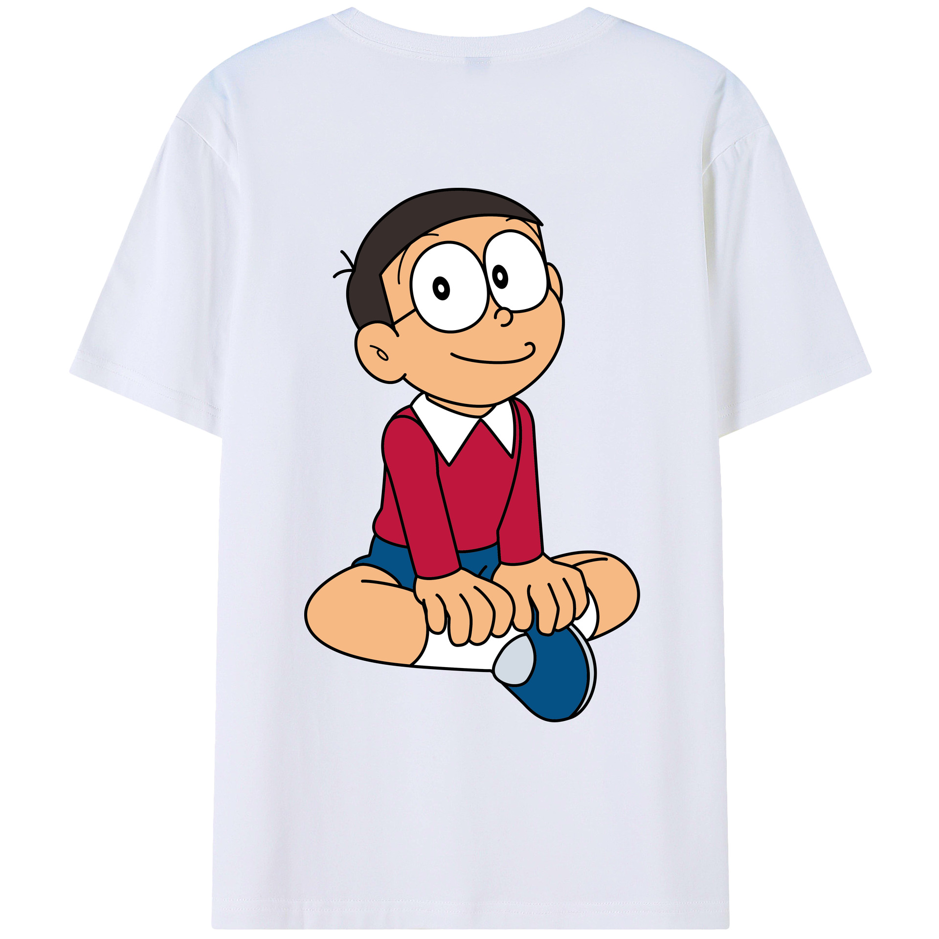 （画像用） ドラえもん 野比 のび太 Doraemon Nobita Nobi 綿100％ メンズ半袖Tシャツ（バックプリント） 通気性