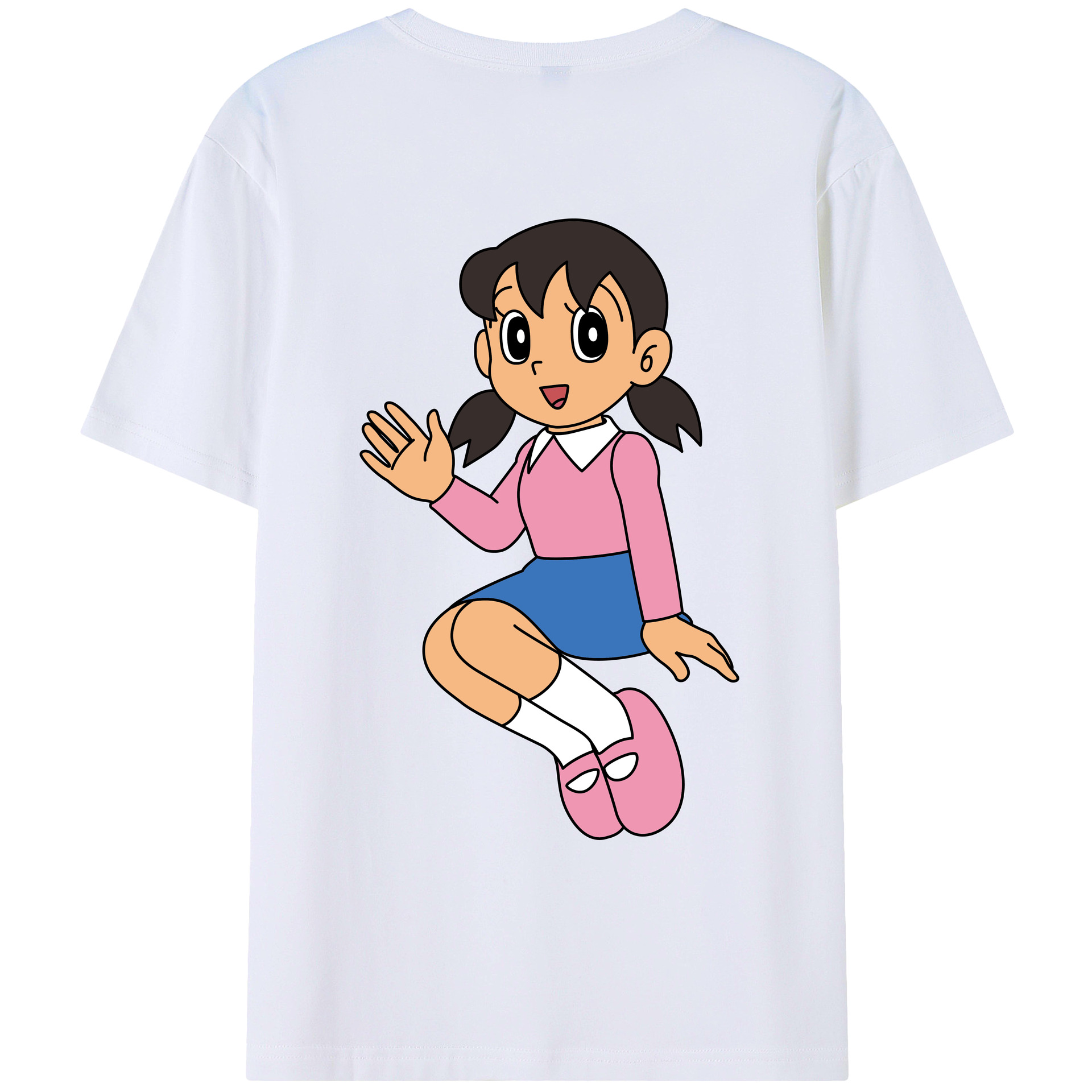 （画像用） ドラえもん みなもと しずか Doraemon Shizuka Minamoto 綿100％ メンズ半袖Tシャツ（バックプリント） 通気性