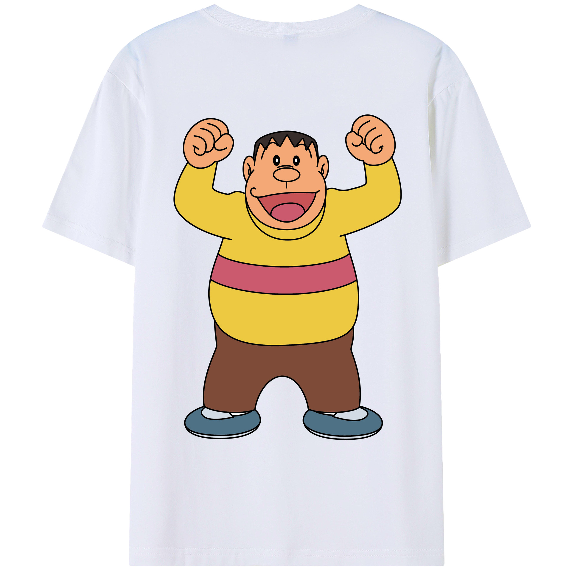 （画像用） ドラえもん 剛田武 Doraemon Gouta Takeshi 綿100％ メンズ半袖Tシャツ（バックプリント） 通気性
