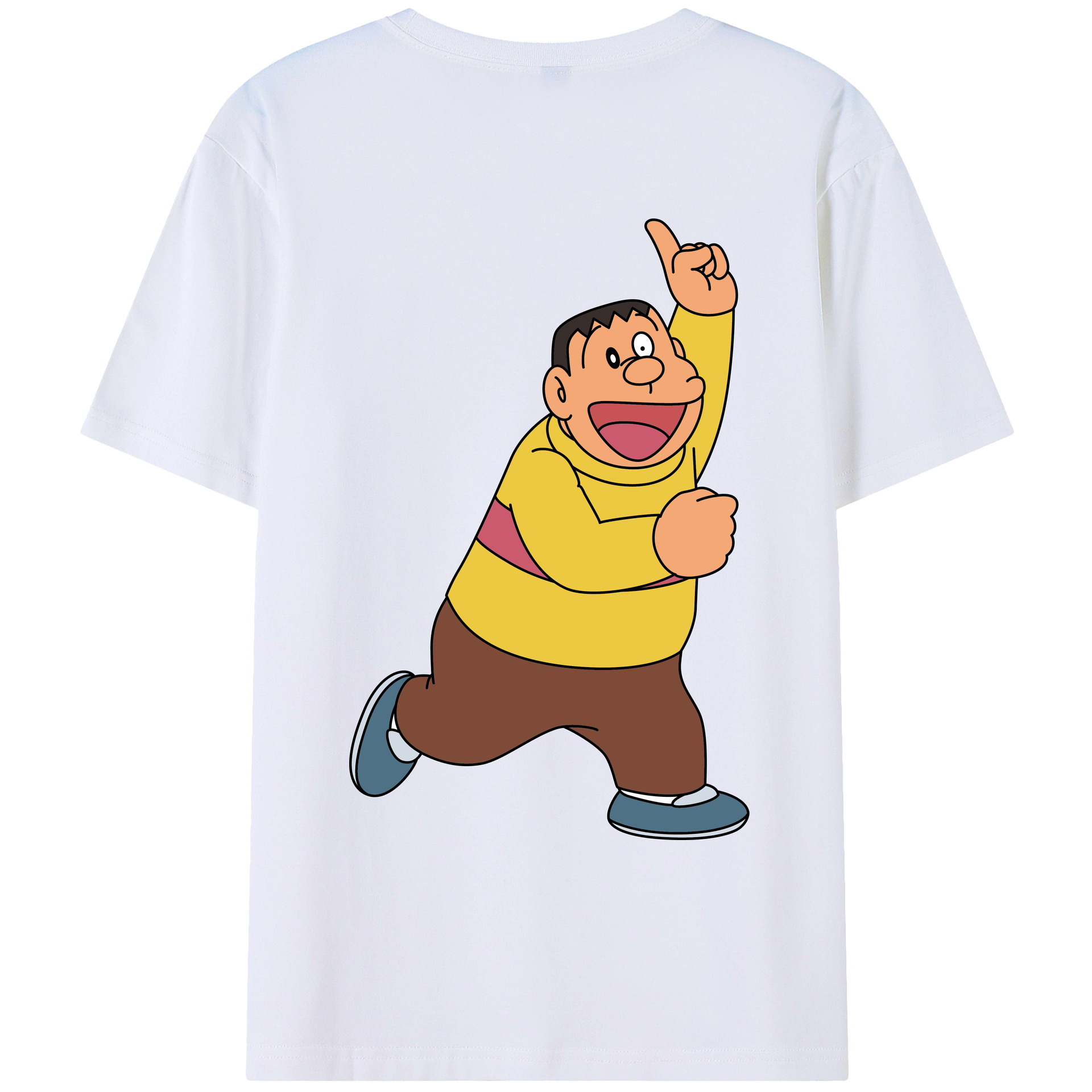 （画像用） ドラえもん 剛田武 Doraemon Gouta Takeshi 綿100％ メンズ半袖Tシャツ（バックプリント） 通気性