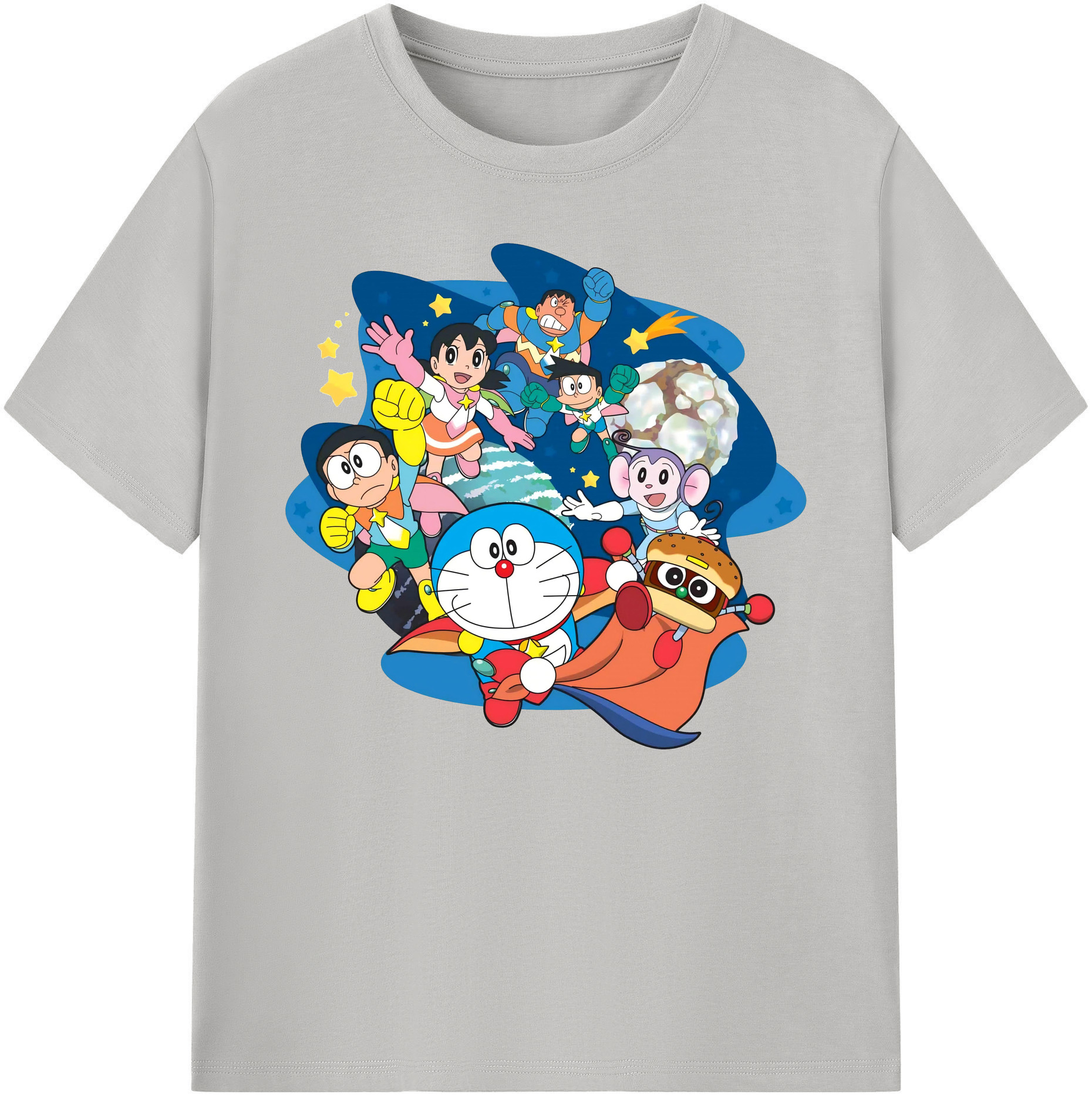 （画像用） ドラえもん Doraemon 綿100％ メンズ半袖Tシャツ｜肌触りやわらか＆通気性