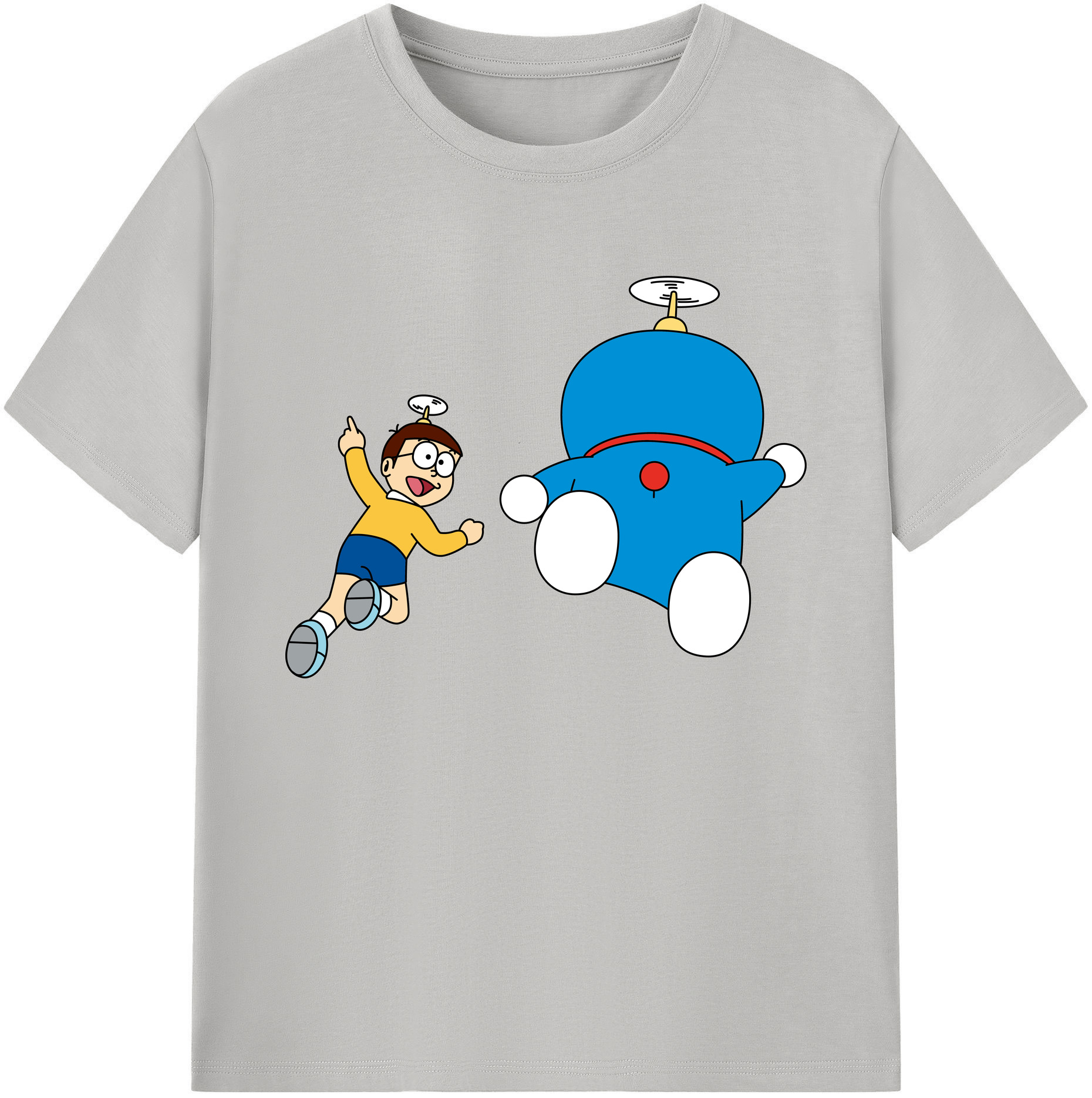 （画像用） ドラえもん 野比 のび太 Doraemon Nobita Nobi 綿100％ メンズ半袖Tシャツ｜肌触りやわらか＆通気性