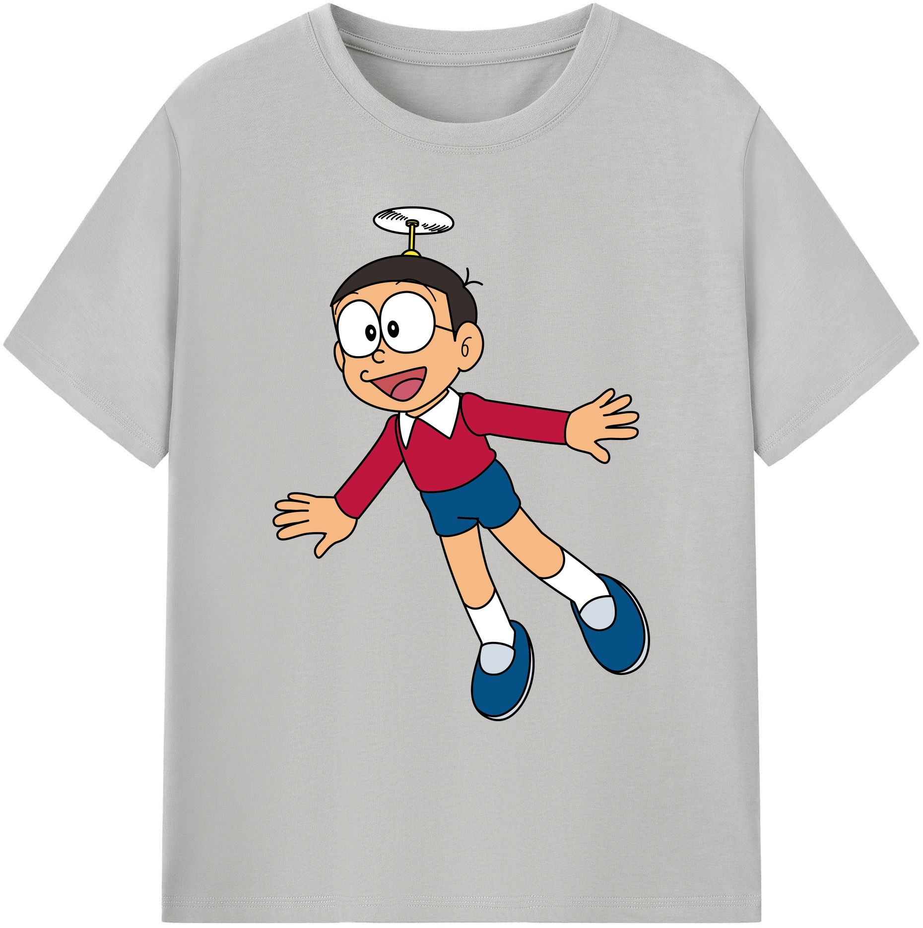 （画像用） ドラえもん 野比 のび太 Doraemon Nobita Nobi 綿100％ メンズ半袖Tシャツ｜肌触りやわらか＆通気性
