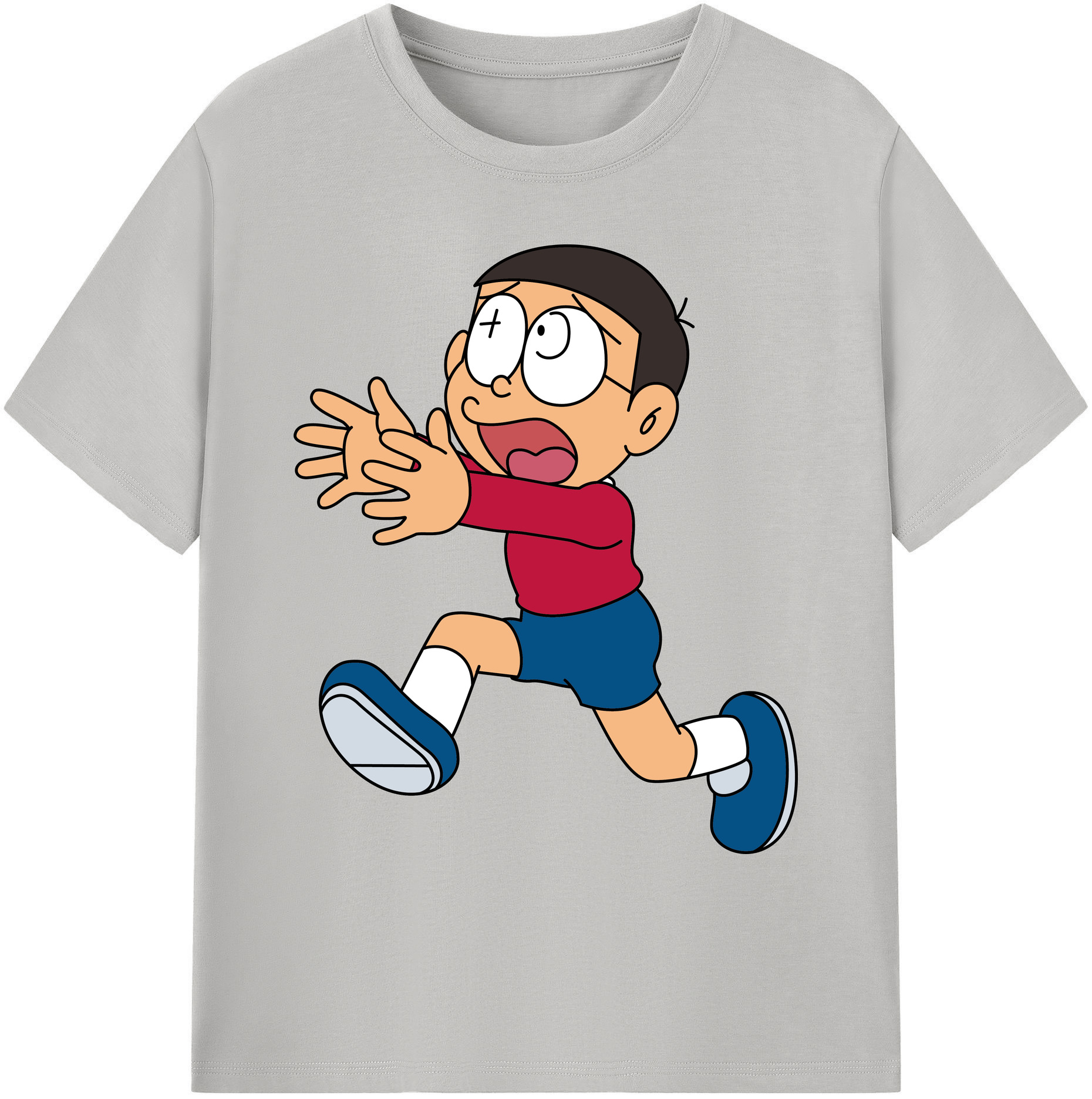 （画像用） ドラえもん 野比 のび太 Doraemon Nobita Nobi 綿100％ メンズ半袖Tシャツ｜肌触りやわらか＆通気性