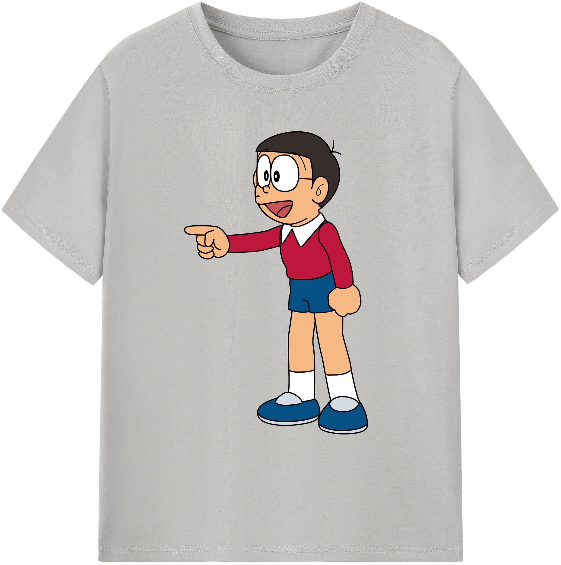 （画像用） ドラえもん 野比 のび太 Doraemon Nobita Nobi 綿100％ メンズ半袖Tシャツ｜肌触りやわらか＆通気性