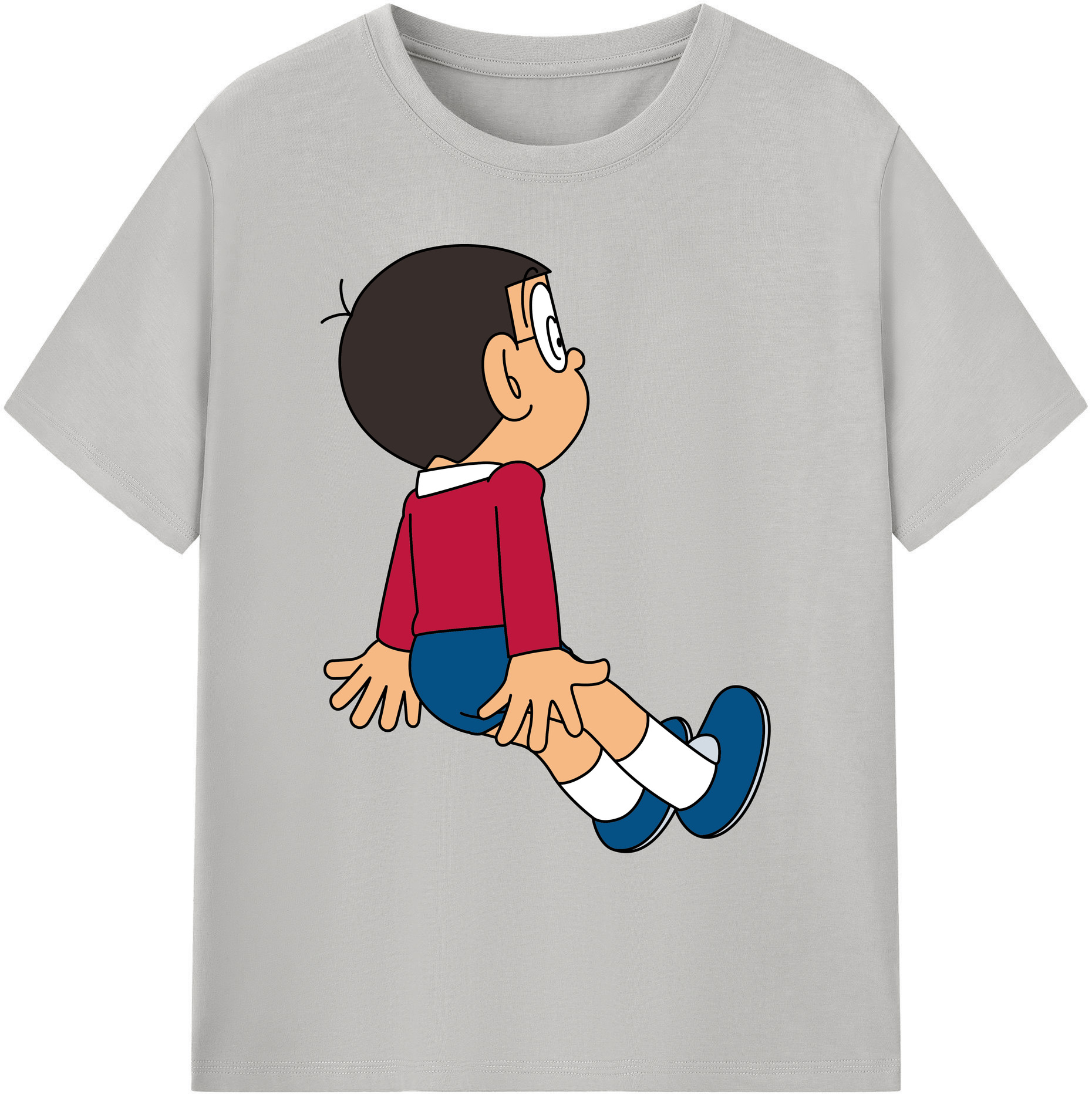 （画像用） ドラえもん 野比 のび太 Doraemon Nobita Nobi 綿100％ メンズ半袖Tシャツ｜肌触りやわらか＆通気性