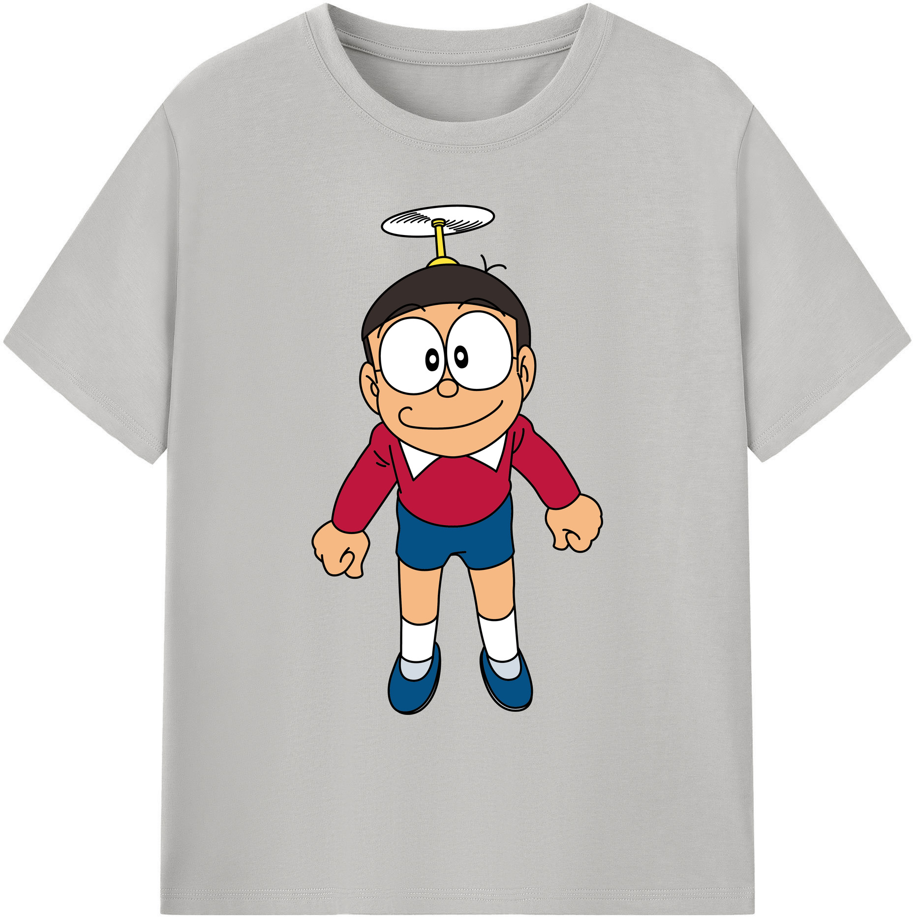 （画像用） ドラえもん 野比 のび太 Doraemon Nobita Nobi 綿100％ メンズ半袖Tシャツ｜肌触りやわらか＆通気性