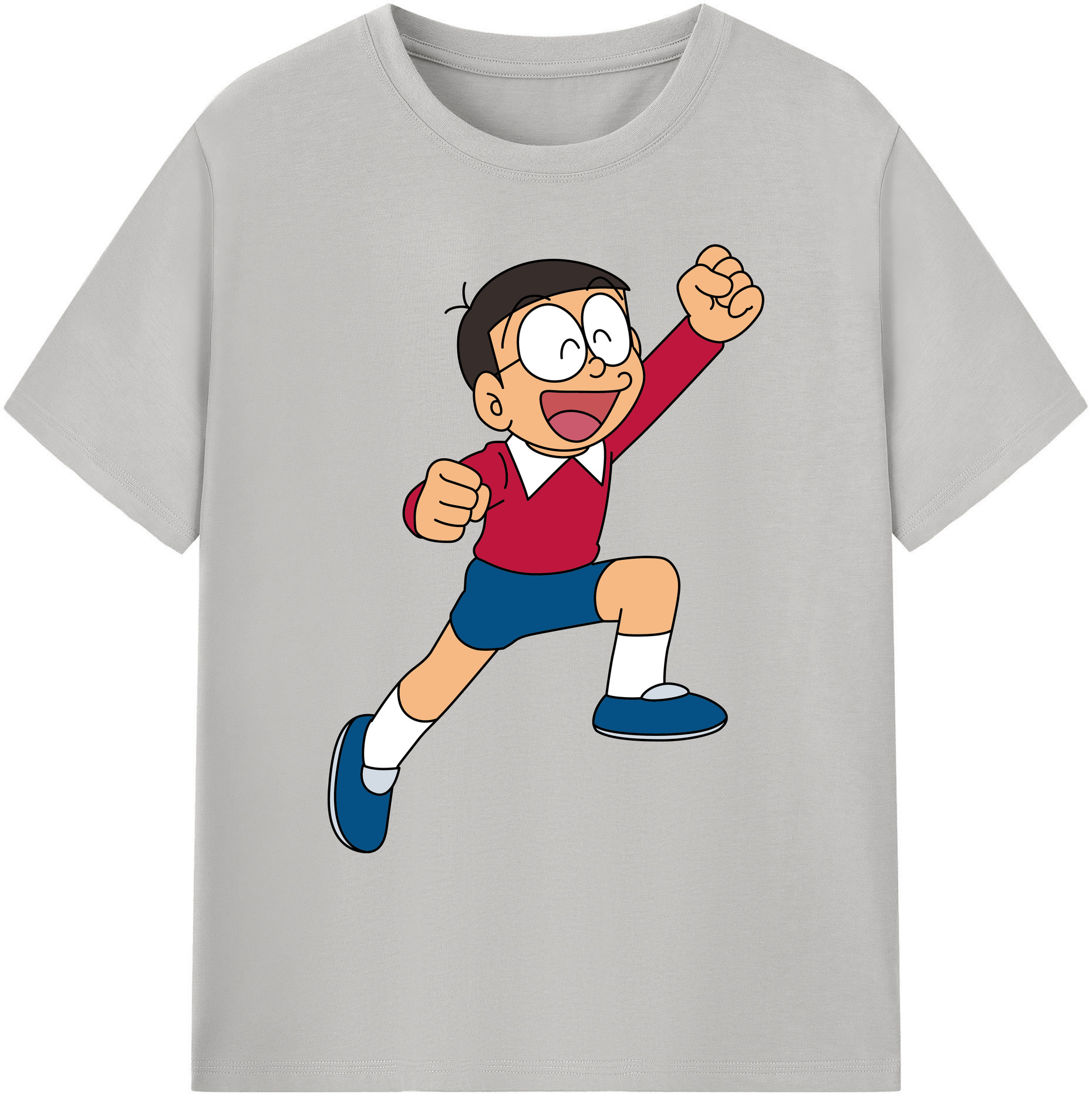 （画像用） ドラえもん 野比 のび太 Doraemon Nobita Nobi 綿100％ メンズ半袖Tシャツ｜肌触りやわらか＆通気性