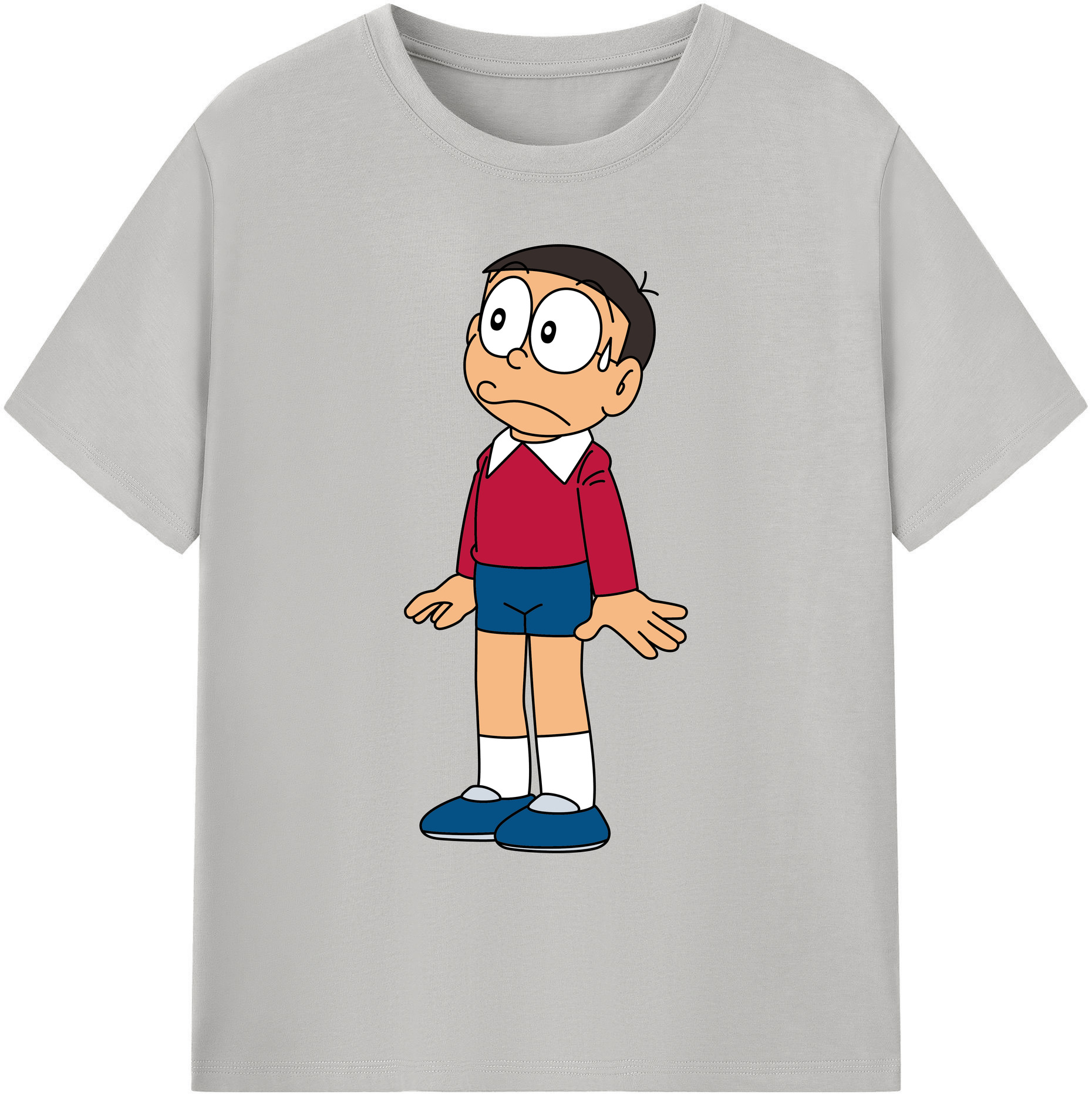 （画像用） ドラえもん 野比 のび太 Doraemon Nobita Nobi 綿100％ メンズ半袖Tシャツ｜肌触りやわらか＆通気性