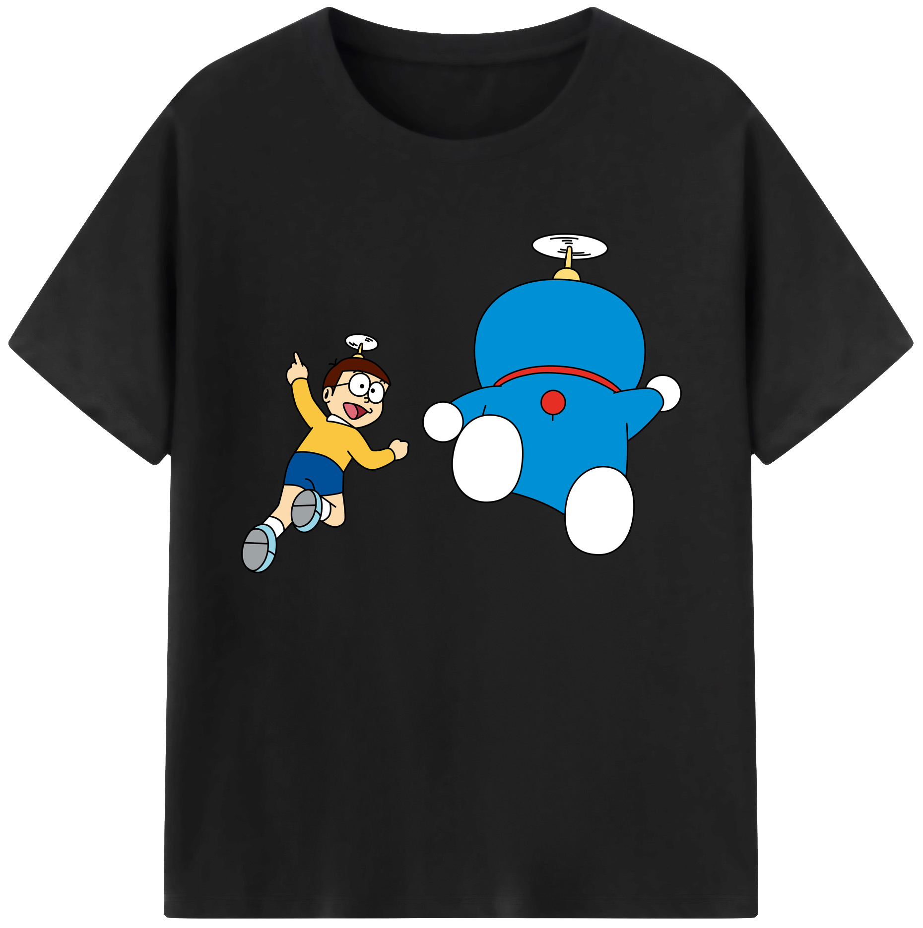 （画像用） ドラえもん 野比 のび太 Doraemon Nobita Nobi 綿100％ メンズ半袖Tシャツ｜肌触りやわらか＆通気性