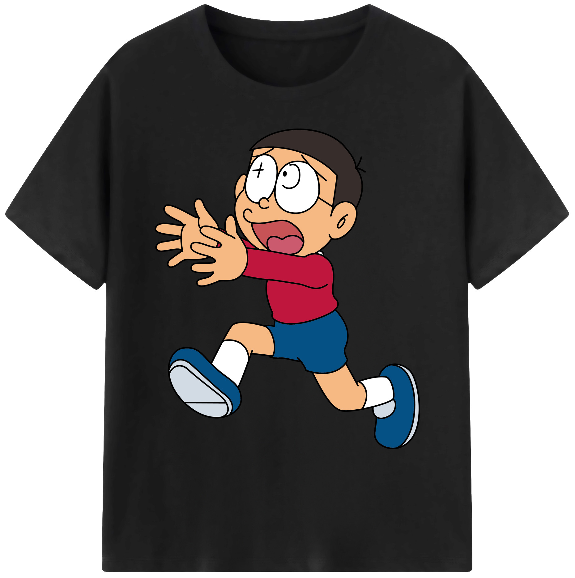 （画像用） ドラえもん 野比 のび太 Doraemon Nobita Nobi 綿100％ メンズ半袖Tシャツ｜肌触りやわらか＆通気性