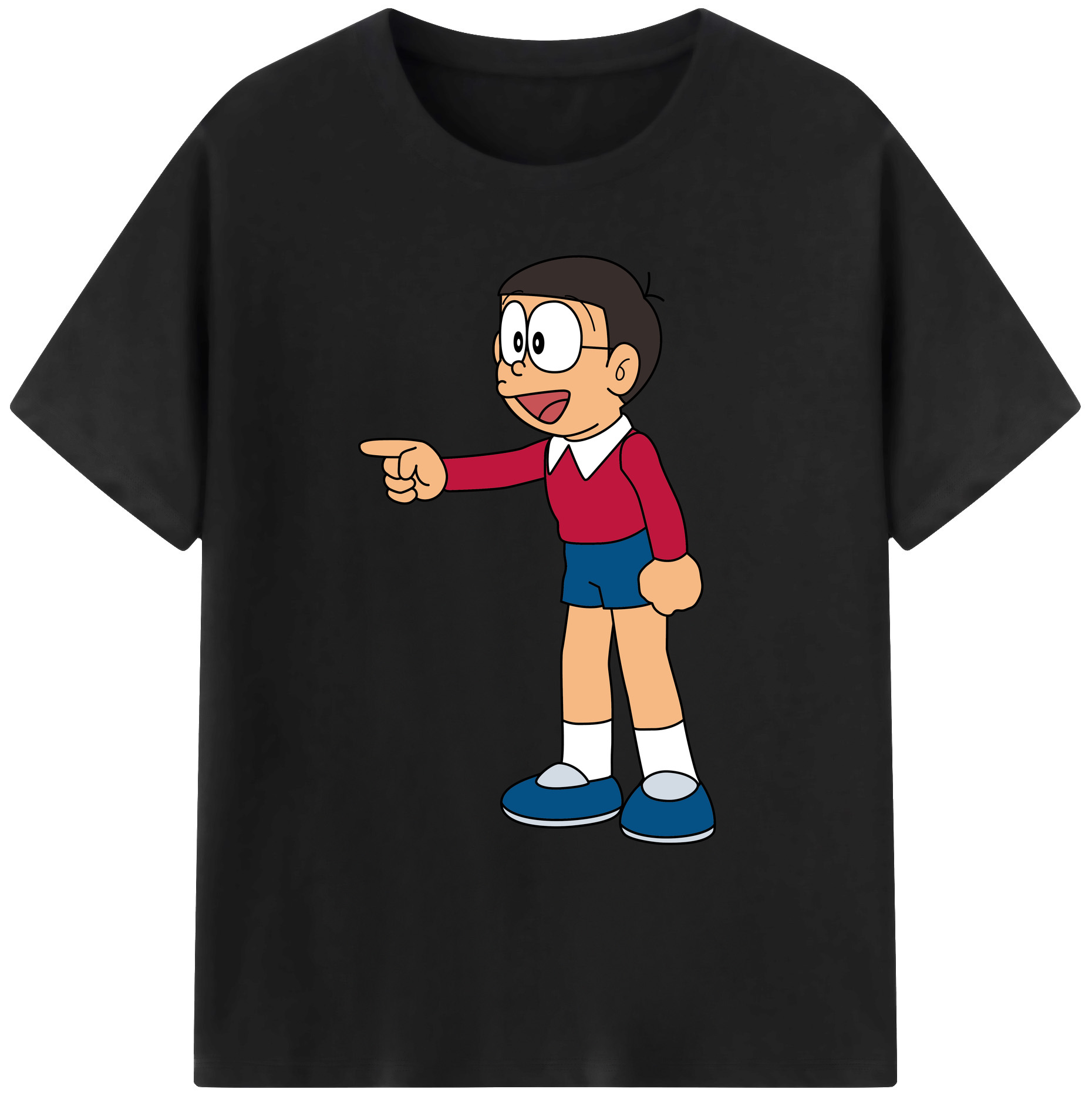（画像用） ドラえもん 野比 のび太 Doraemon Nobita Nobi 綿100％ メンズ半袖Tシャツ｜肌触りやわらか＆通気性