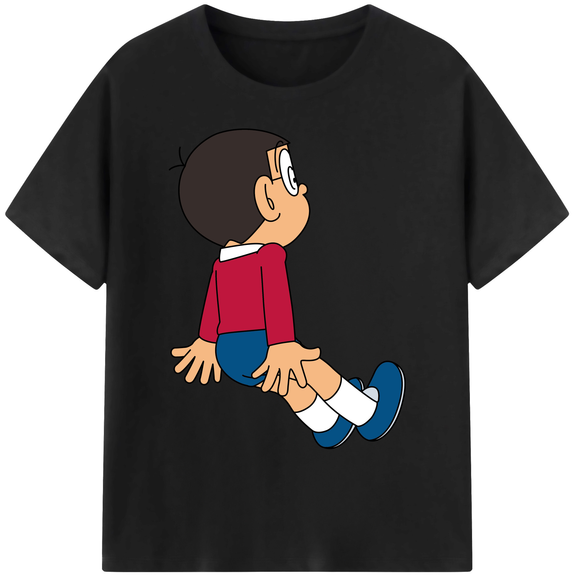 （画像用） ドラえもん 野比 のび太 Doraemon Nobita Nobi 綿100％ メンズ半袖Tシャツ｜肌触りやわらか＆通気性