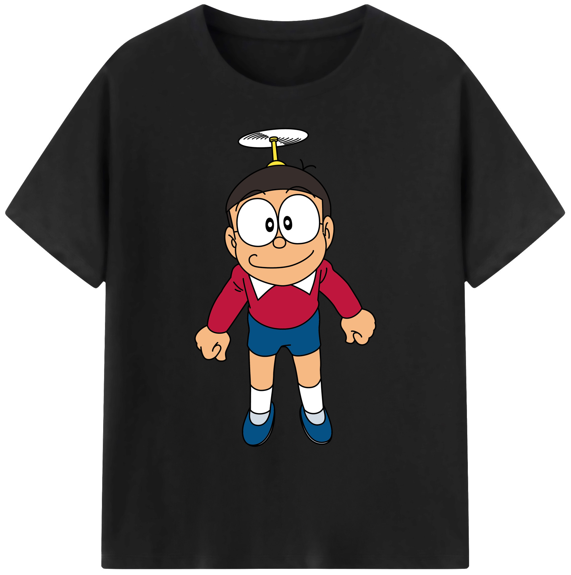 （画像用） ドラえもん 野比 のび太 Doraemon Nobita Nobi 綿100％ メンズ半袖Tシャツ｜肌触りやわらか＆通気性
