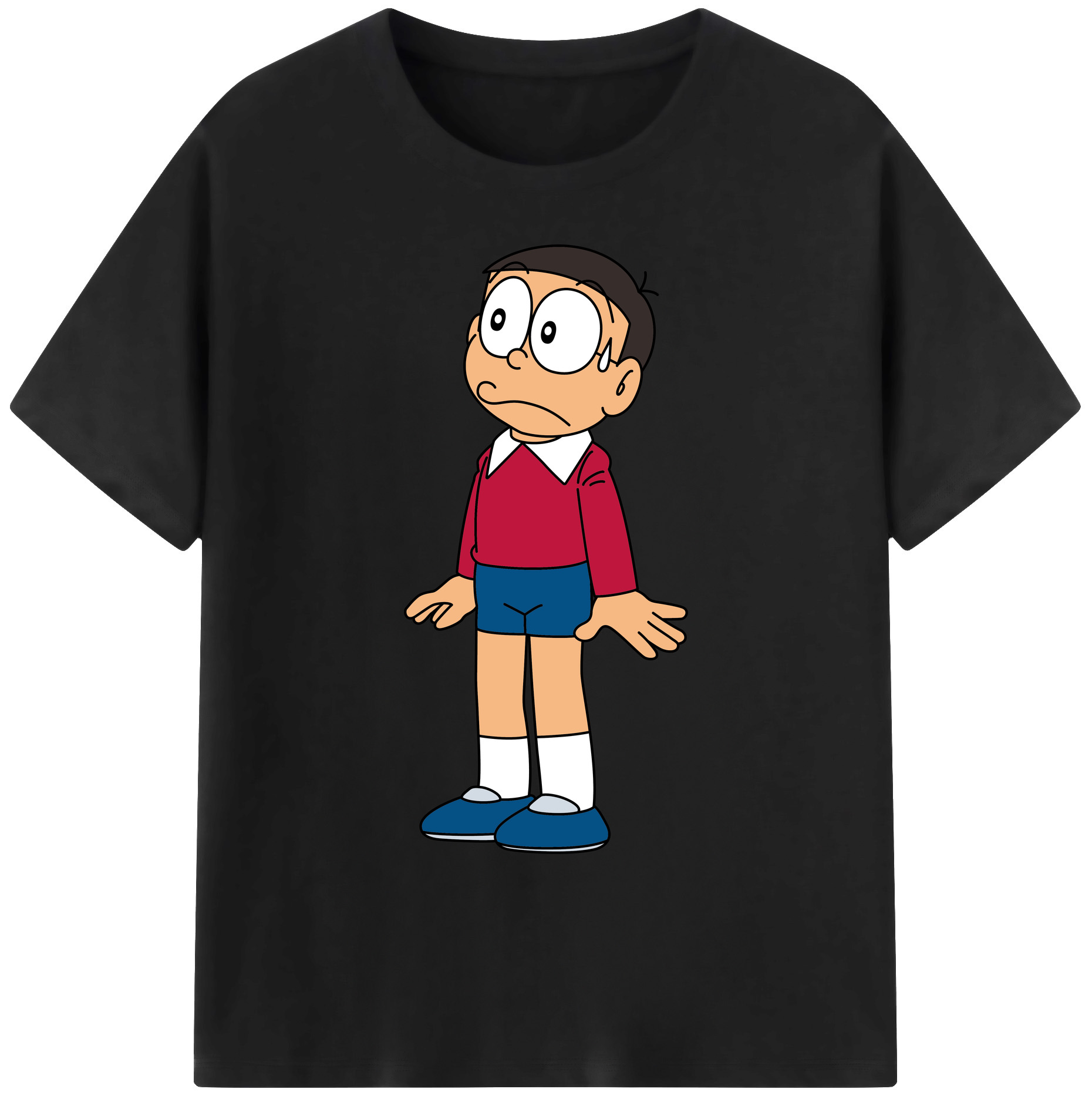（画像用） ドラえもん 野比 のび太 Doraemon Nobita Nobi 綿100％ メンズ半袖Tシャツ｜肌触りやわらか＆通気性