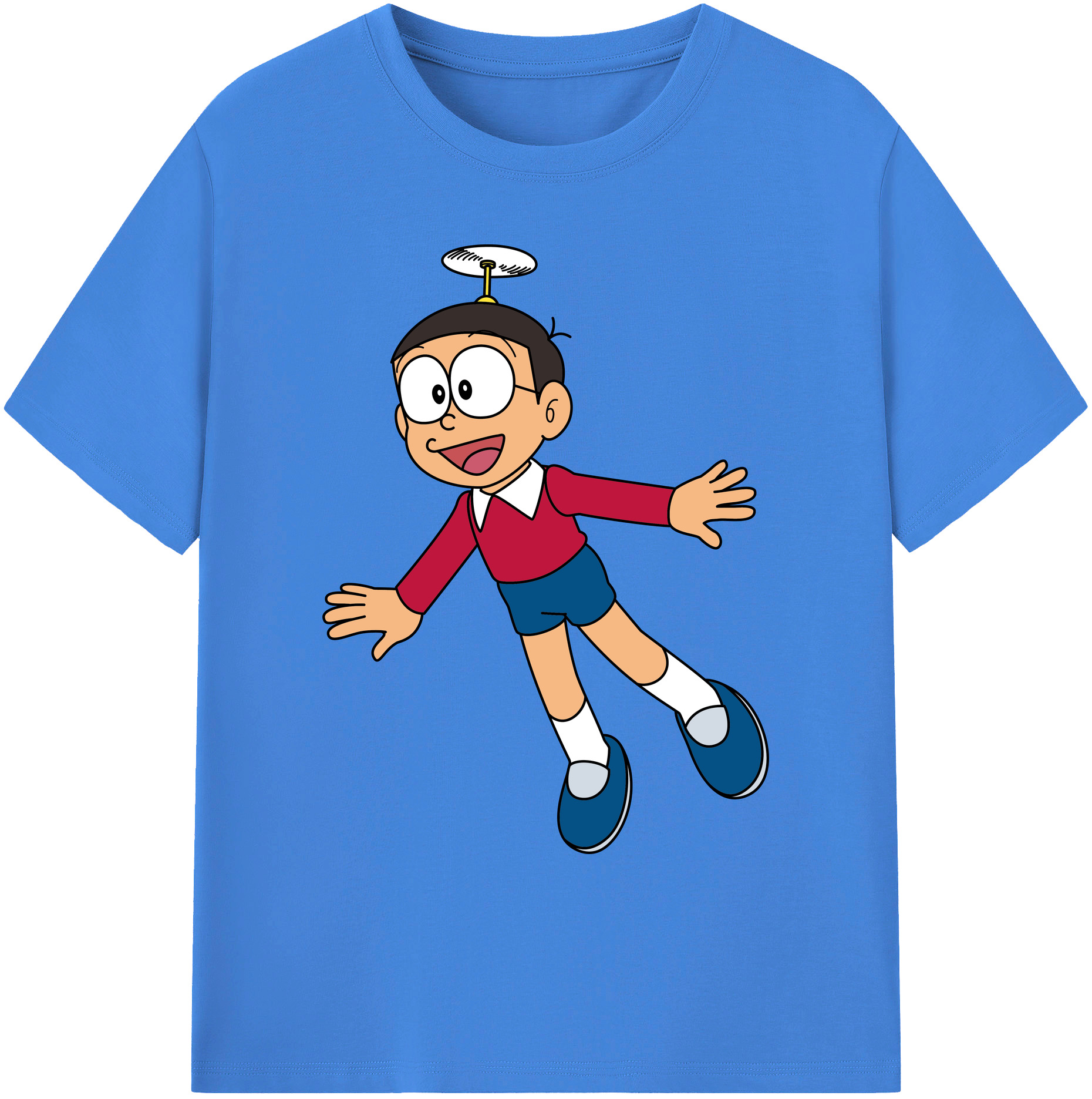（画像用） ドラえもん 野比 のび太 Doraemon Nobita Nobi 綿100％ メンズ半袖Tシャツ｜肌触りやわらか＆通気性