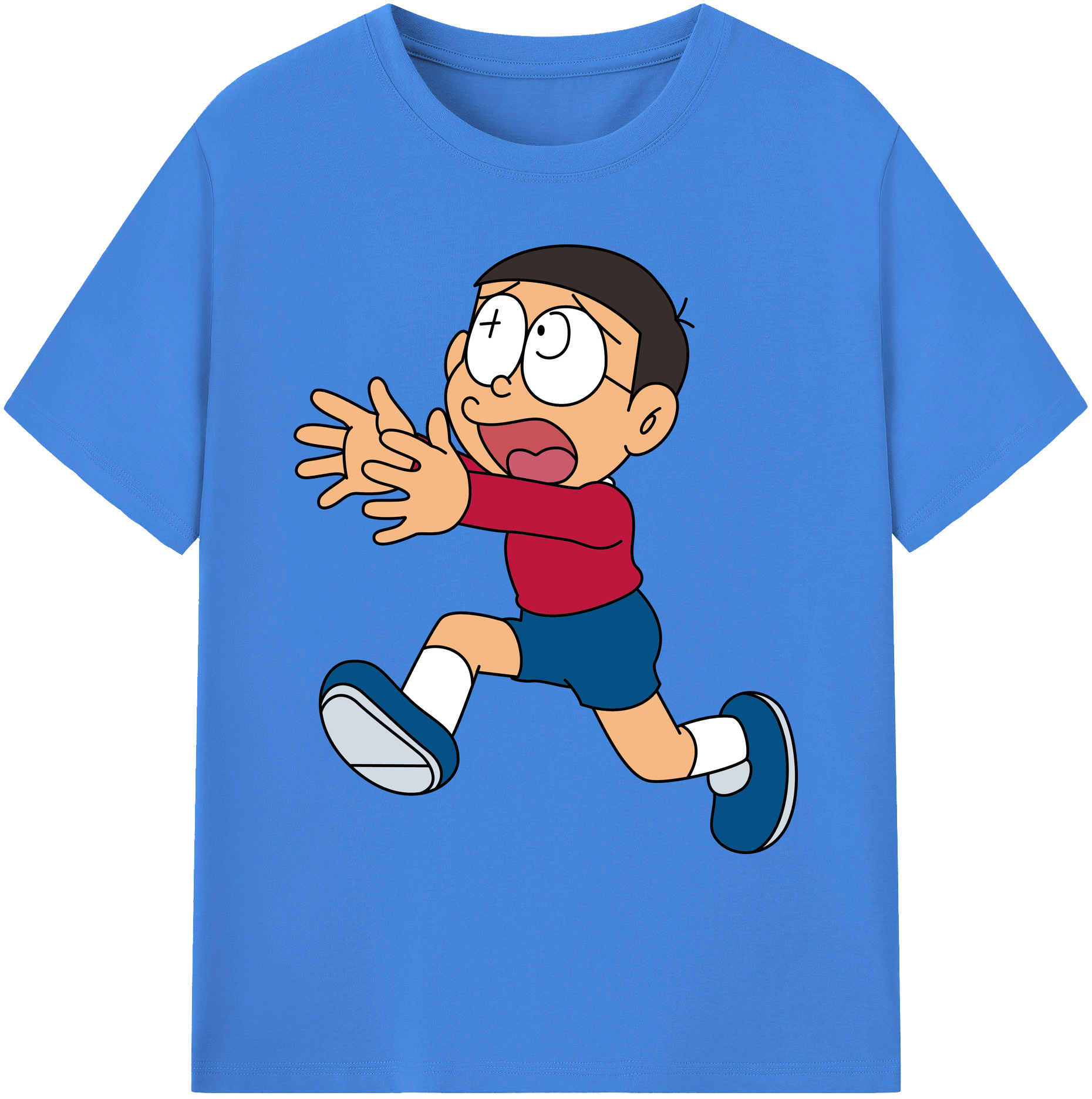 （画像用） ドラえもん 野比 のび太 Doraemon Nobita Nobi 綿100％ メンズ半袖Tシャツ｜肌触りやわらか＆通気性