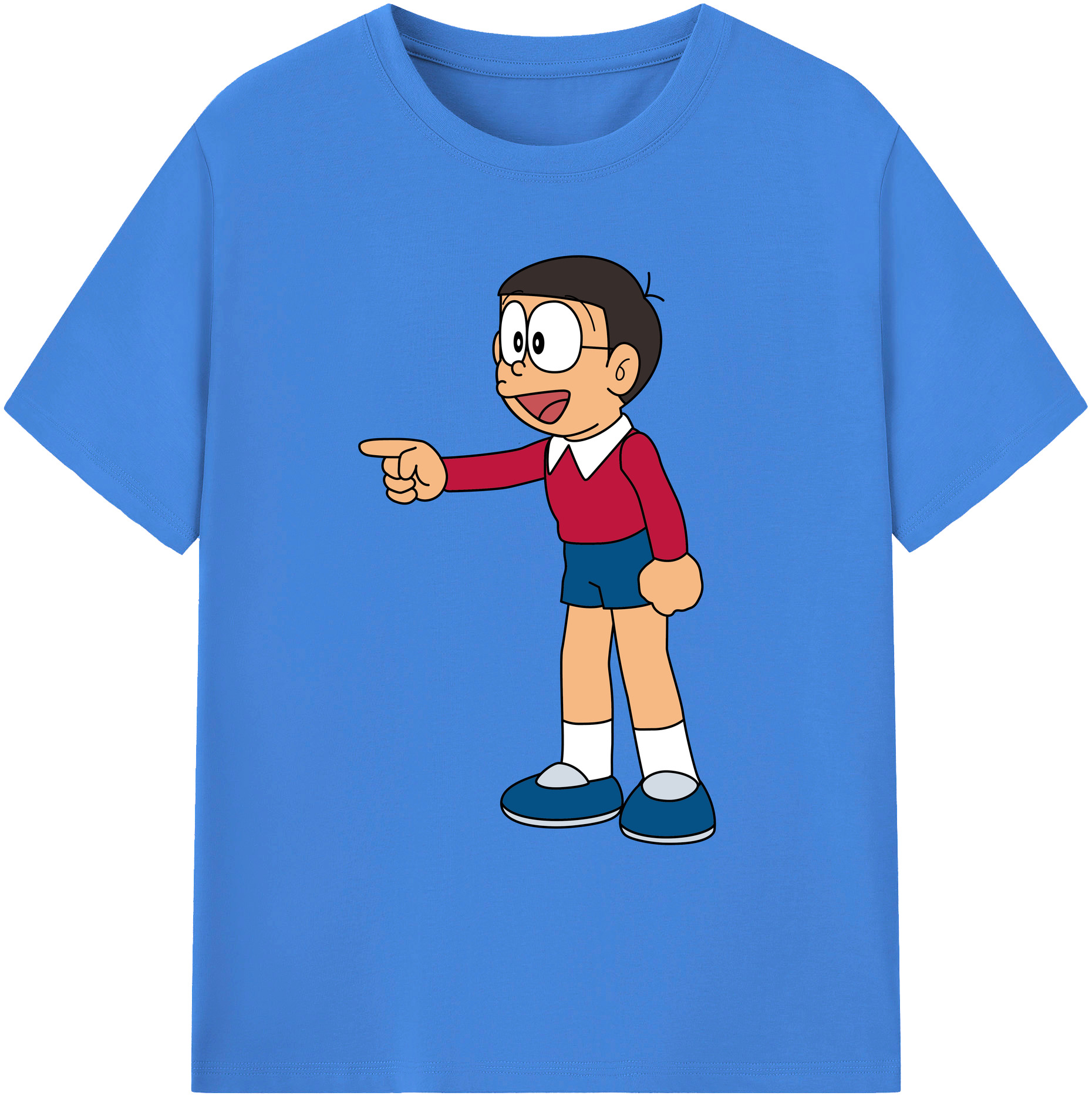 （画像用） ドラえもん 野比 のび太 Doraemon Nobita Nobi 綿100％ メンズ半袖Tシャツ｜肌触りやわらか＆通気性