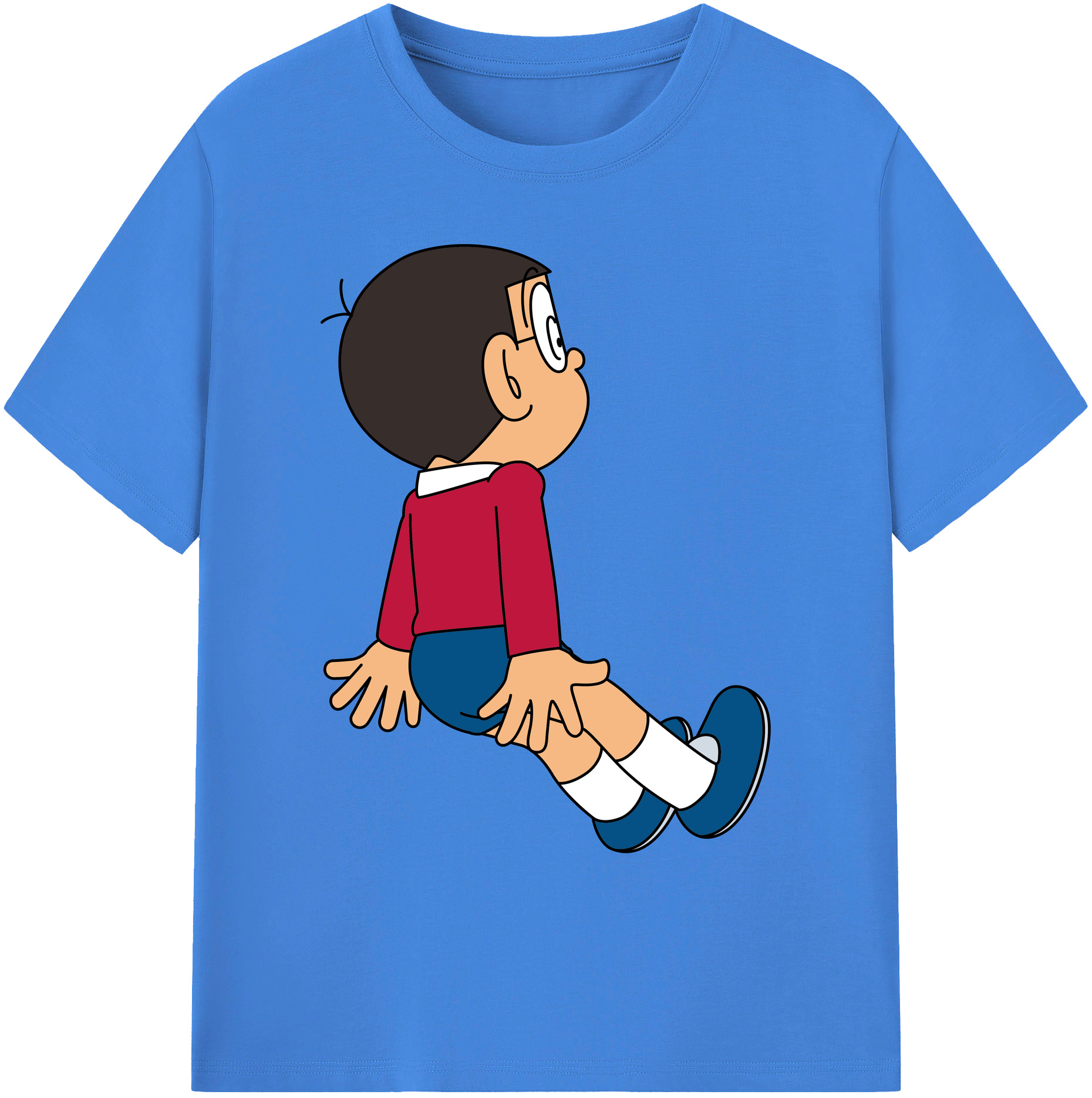 （画像用） ドラえもん 野比 のび太 Doraemon Nobita Nobi 綿100％ メンズ半袖Tシャツ｜肌触りやわらか＆通気性