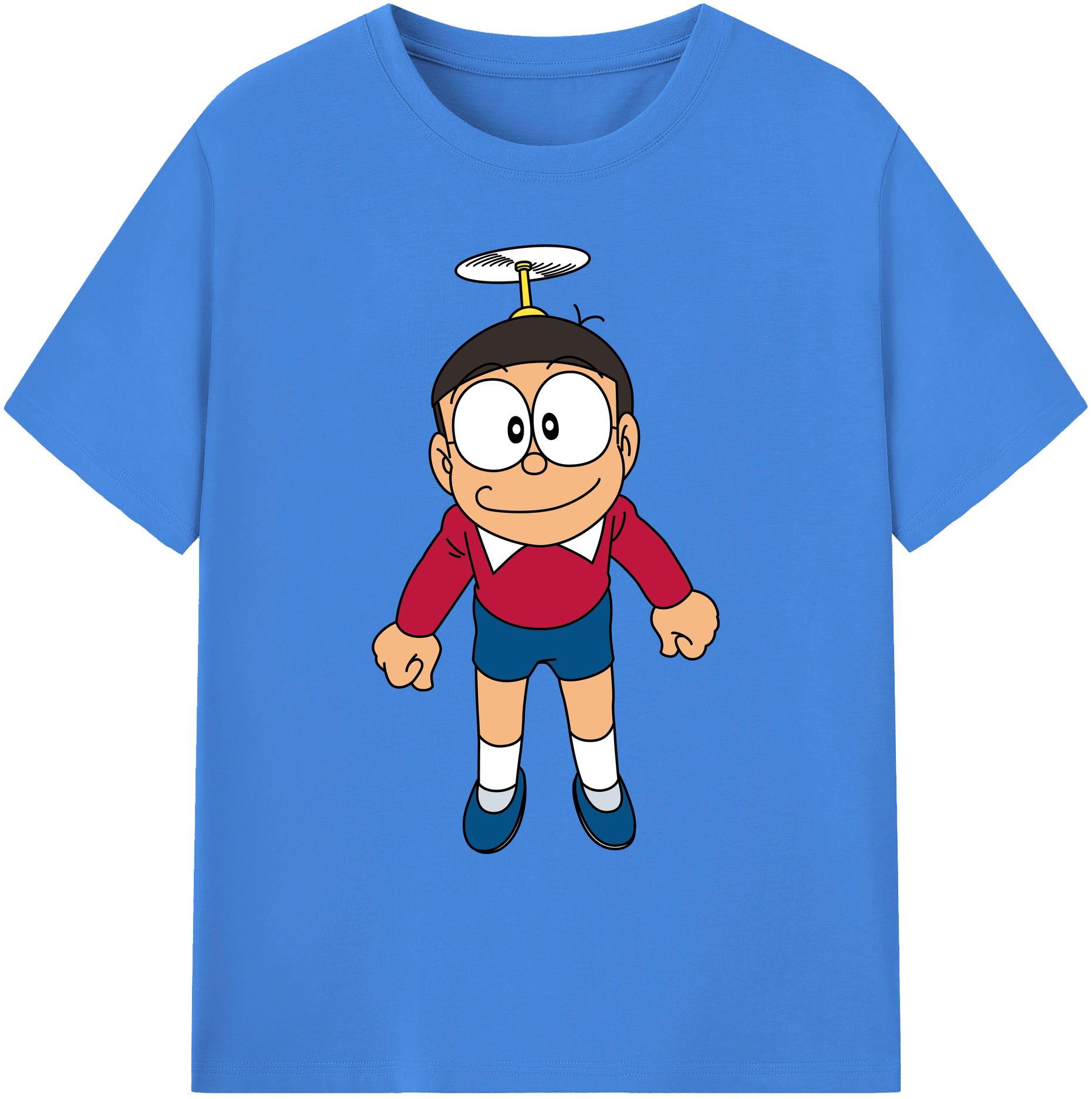 （画像用） ドラえもん 野比 のび太 Doraemon Nobita Nobi 綿100％ メンズ半袖Tシャツ｜肌触りやわらか＆通気性