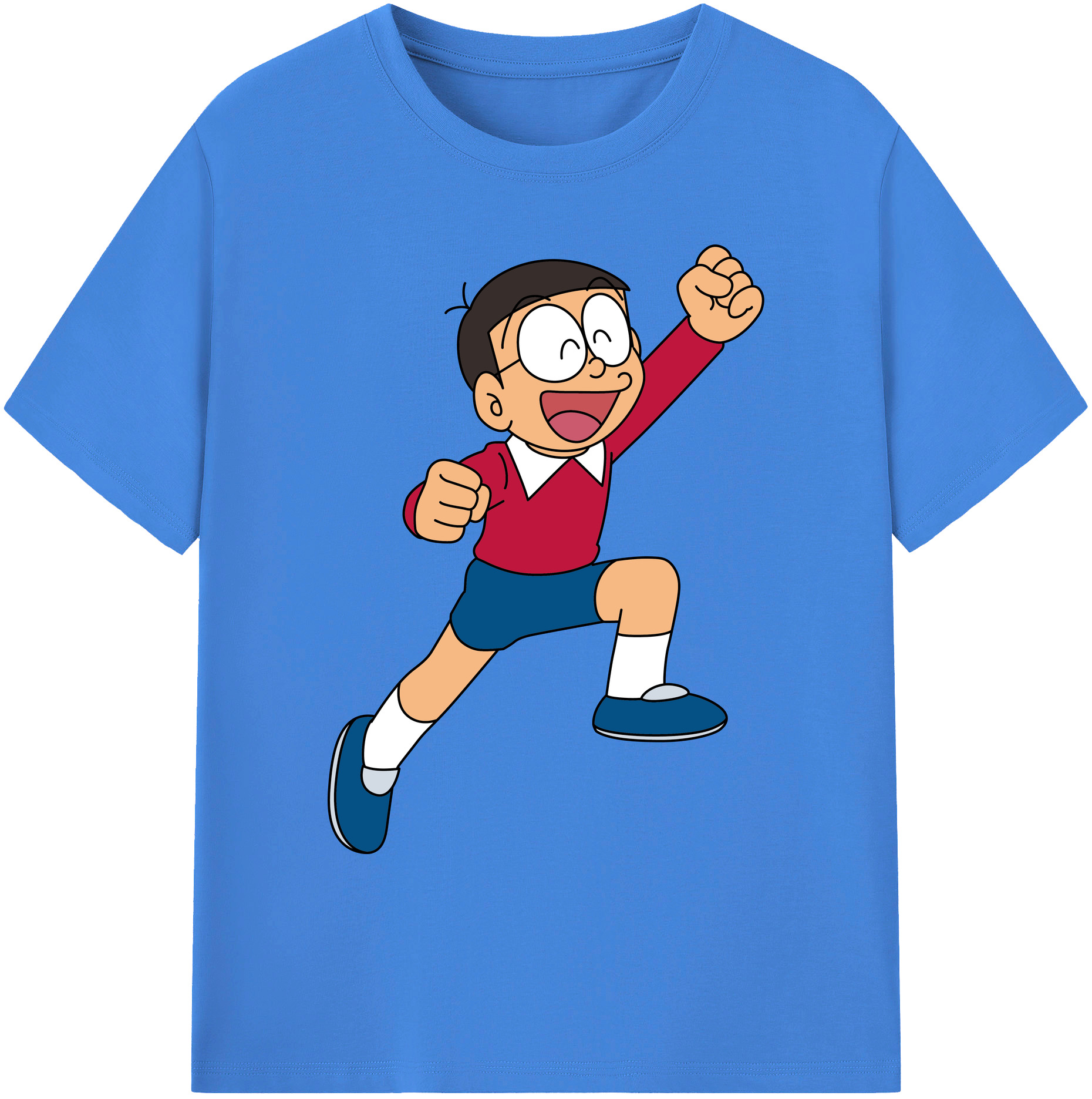 （画像用） ドラえもん 野比 のび太 Doraemon Nobita Nobi 綿100％ メンズ半袖Tシャツ｜肌触りやわらか＆通気性