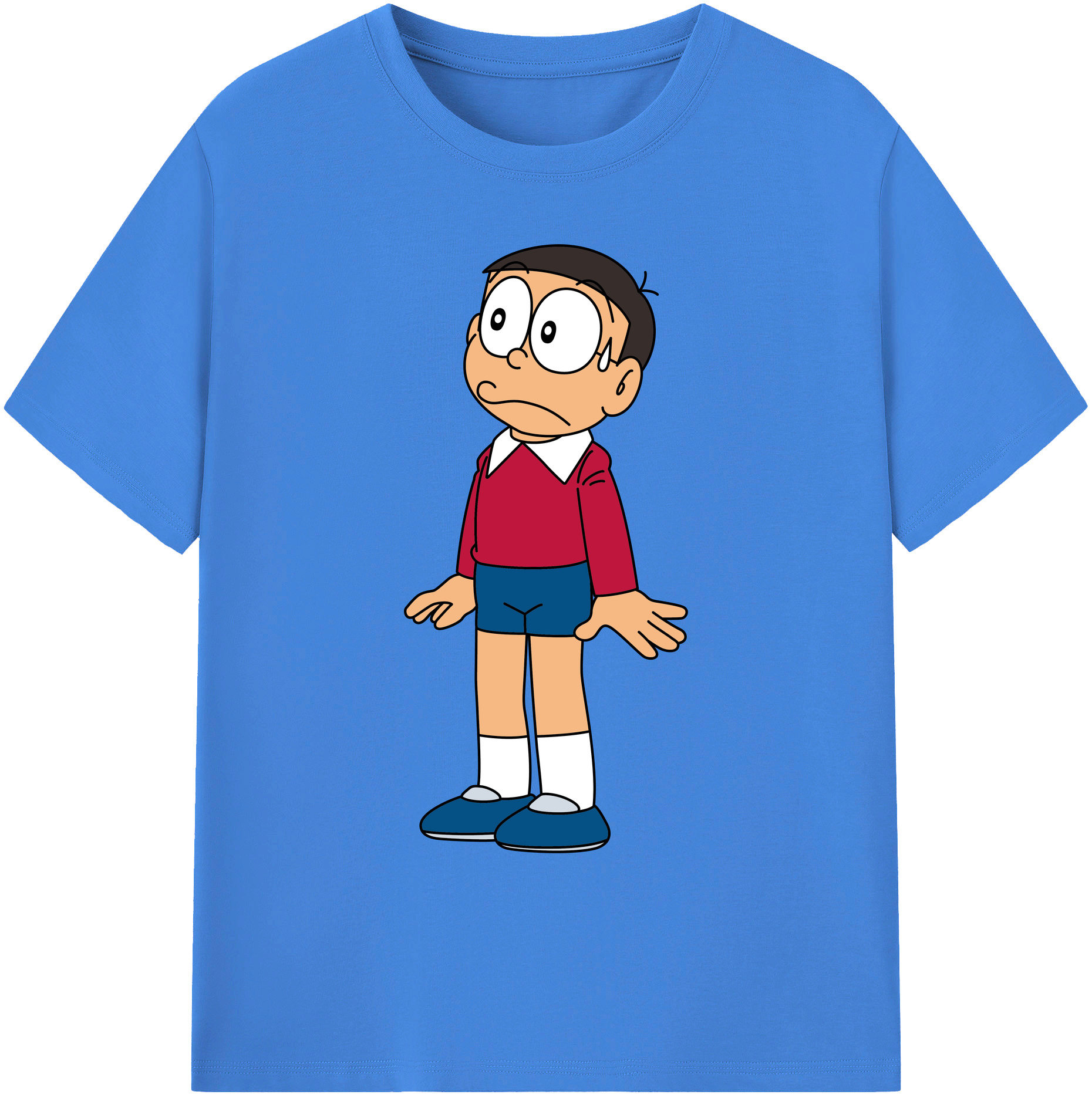 （画像用） ドラえもん 野比 のび太 Doraemon Nobita Nobi 綿100％ メンズ半袖Tシャツ｜肌触りやわらか＆通気性