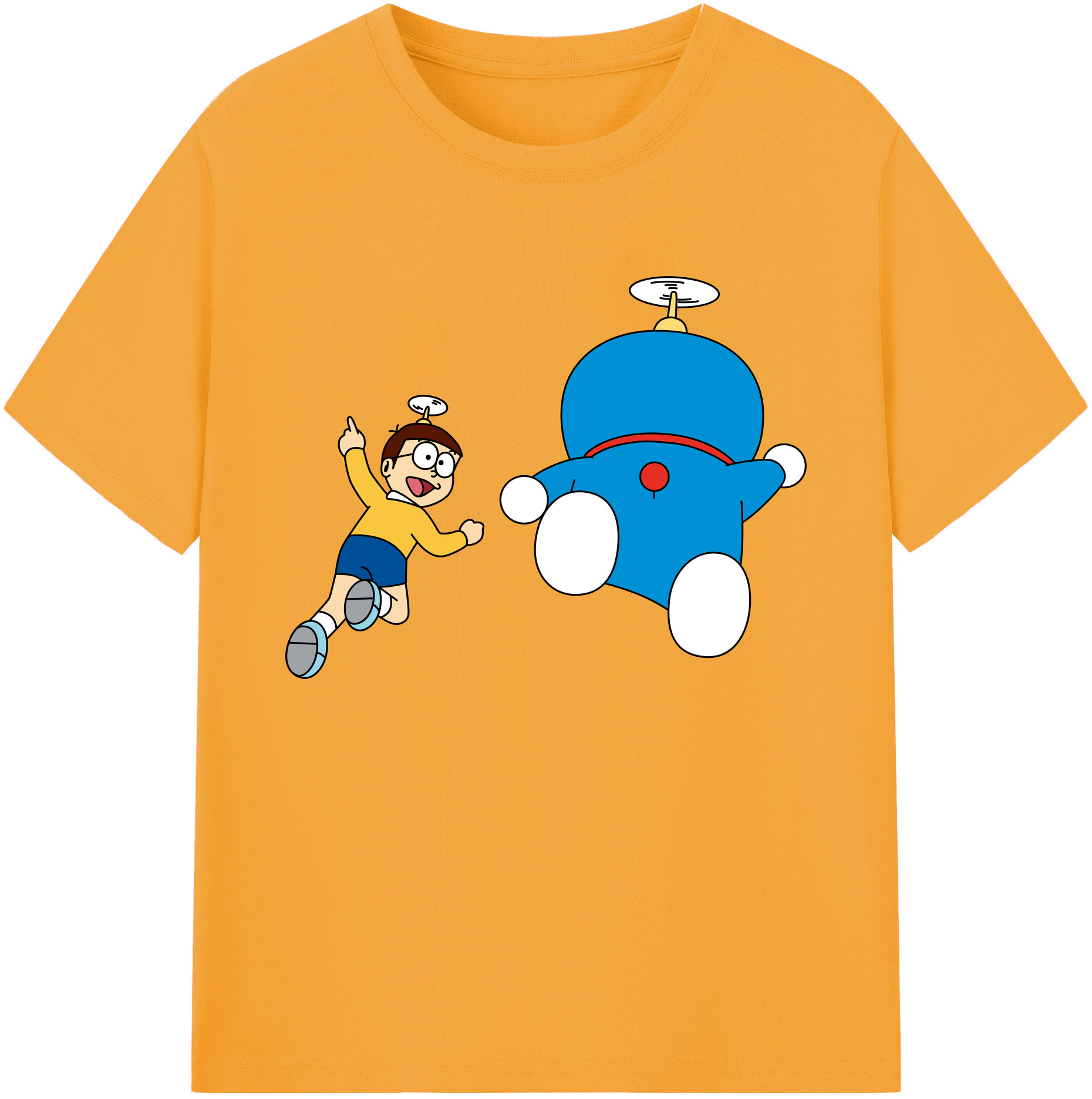 （画像用） ドラえもん 野比 のび太 Doraemon Nobita Nobi 綿100％ メンズ半袖Tシャツ｜肌触りやわらか＆通気性