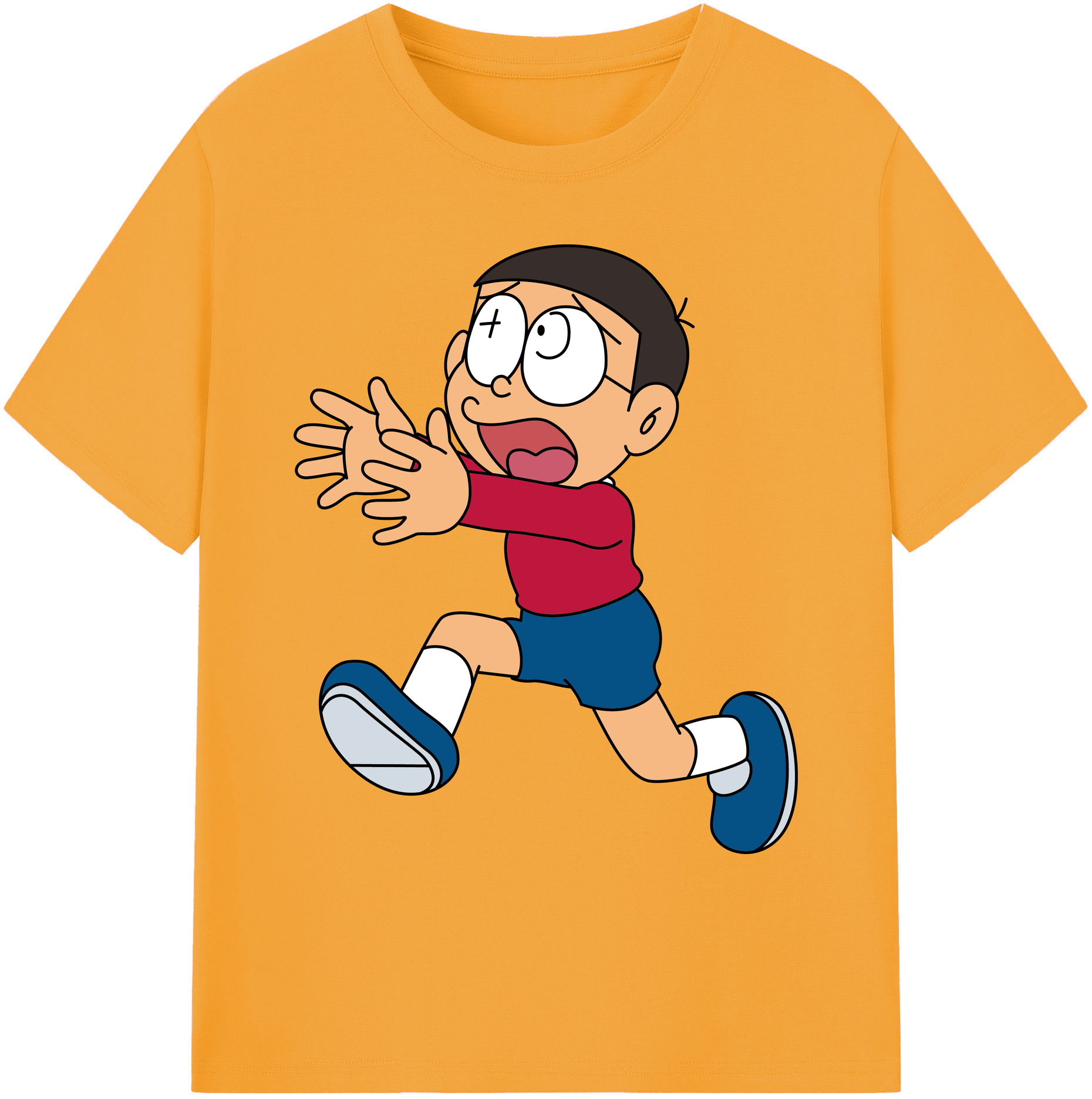 （画像用） ドラえもん 野比 のび太 Doraemon Nobita Nobi 綿100％ メンズ半袖Tシャツ｜肌触りやわらか＆通気性