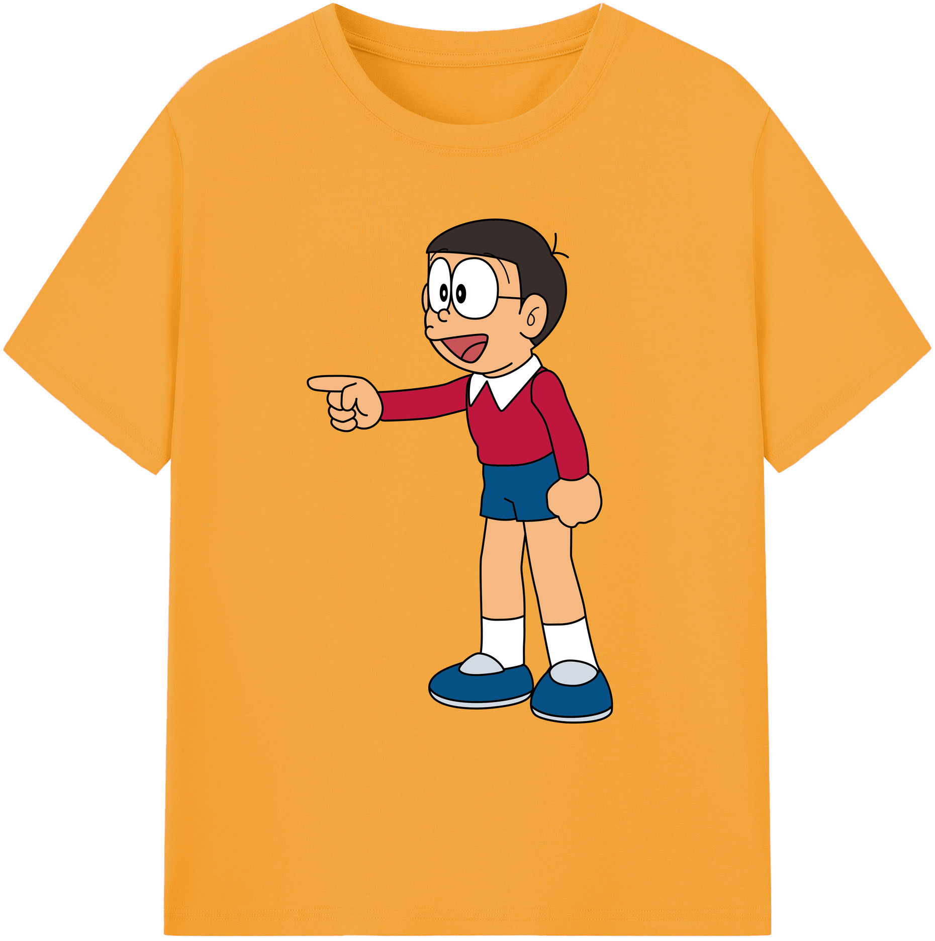 （画像用） ドラえもん 野比 のび太 Doraemon Nobita Nobi 綿100％ メンズ半袖Tシャツ｜肌触りやわらか＆通気性
