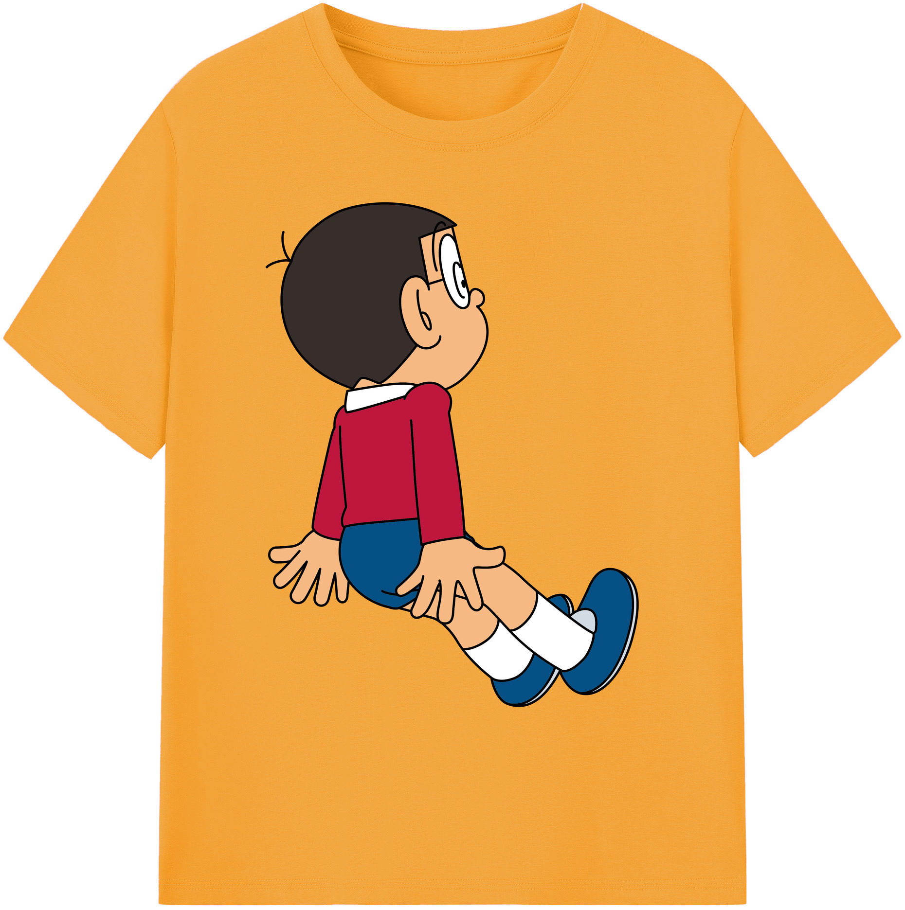 （画像用） ドラえもん 野比 のび太 Doraemon Nobita Nobi 綿100％ メンズ半袖Tシャツ｜肌触りやわらか＆通気性