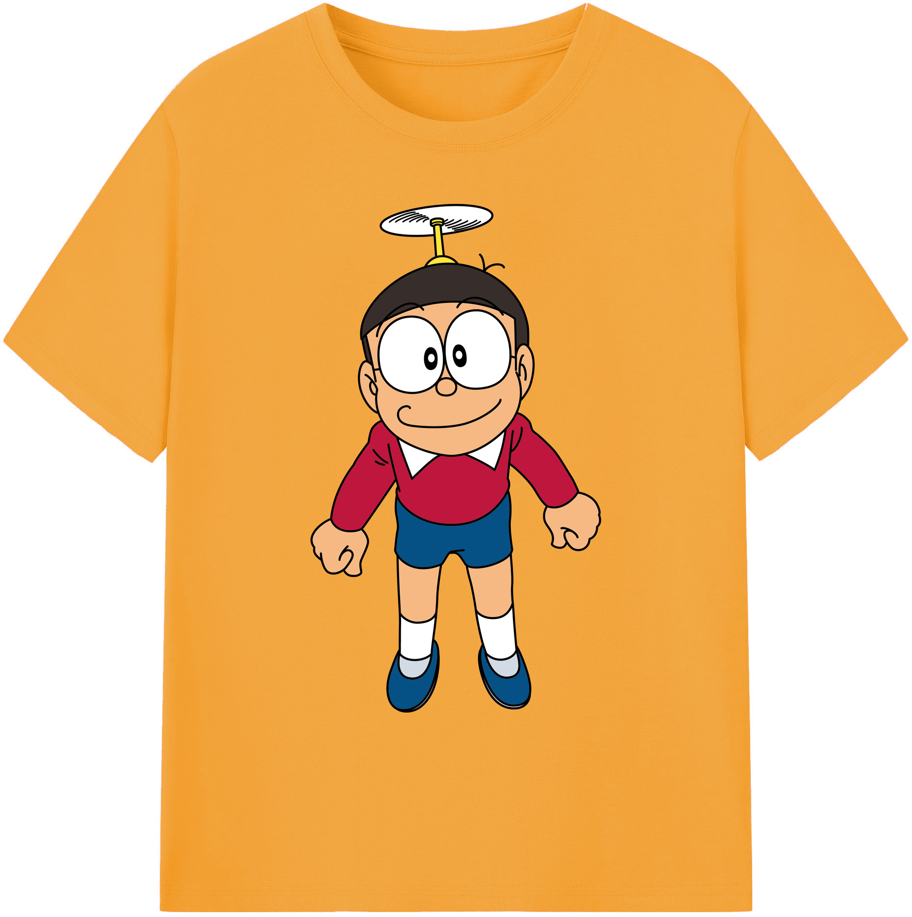 （画像用） ドラえもん 野比 のび太 Doraemon Nobita Nobi 綿100％ メンズ半袖Tシャツ｜肌触りやわらか＆通気性