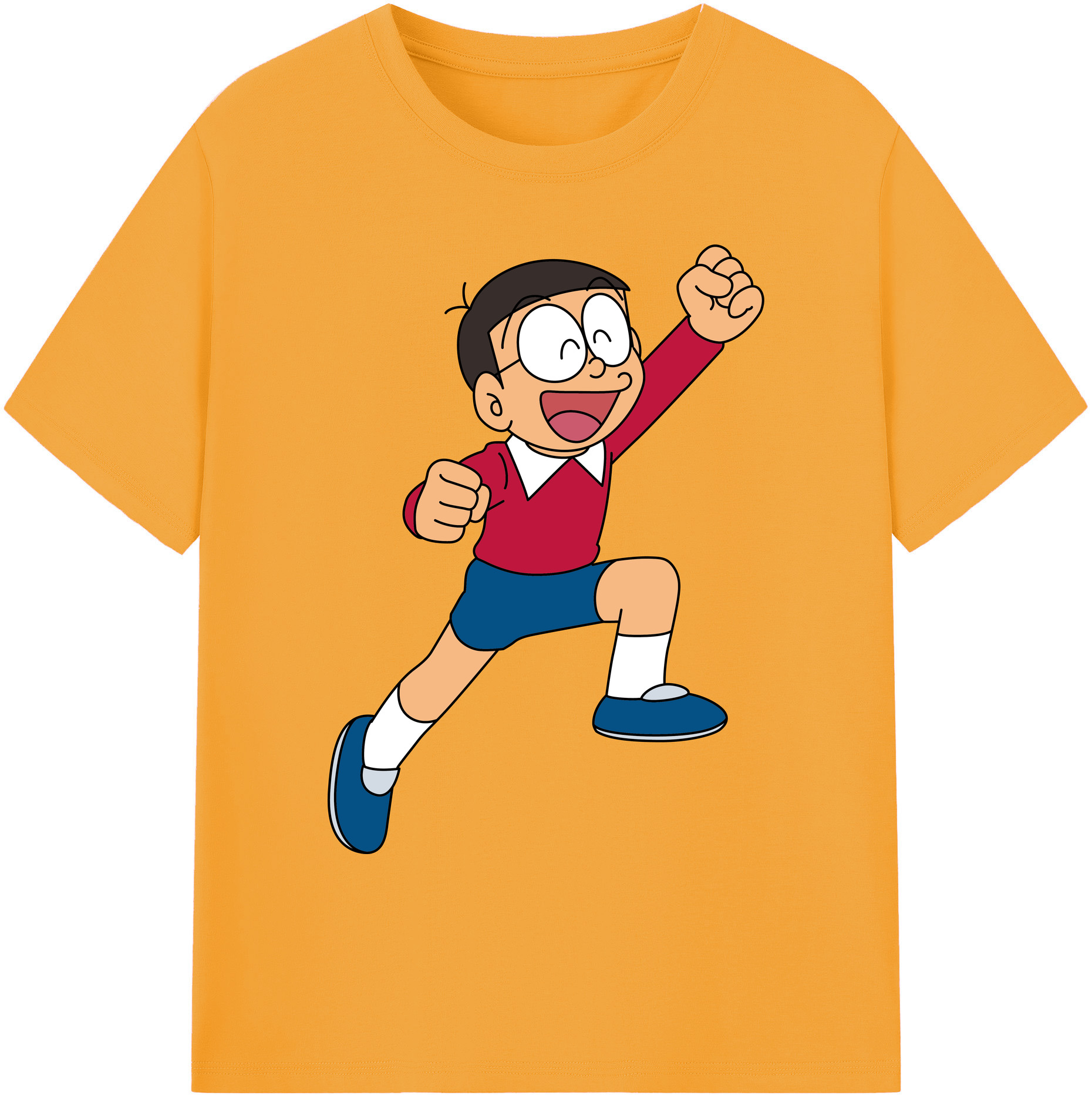 （画像用） ドラえもん 野比 のび太 Doraemon Nobita Nobi 綿100％ メンズ半袖Tシャツ｜肌触りやわらか＆通気性