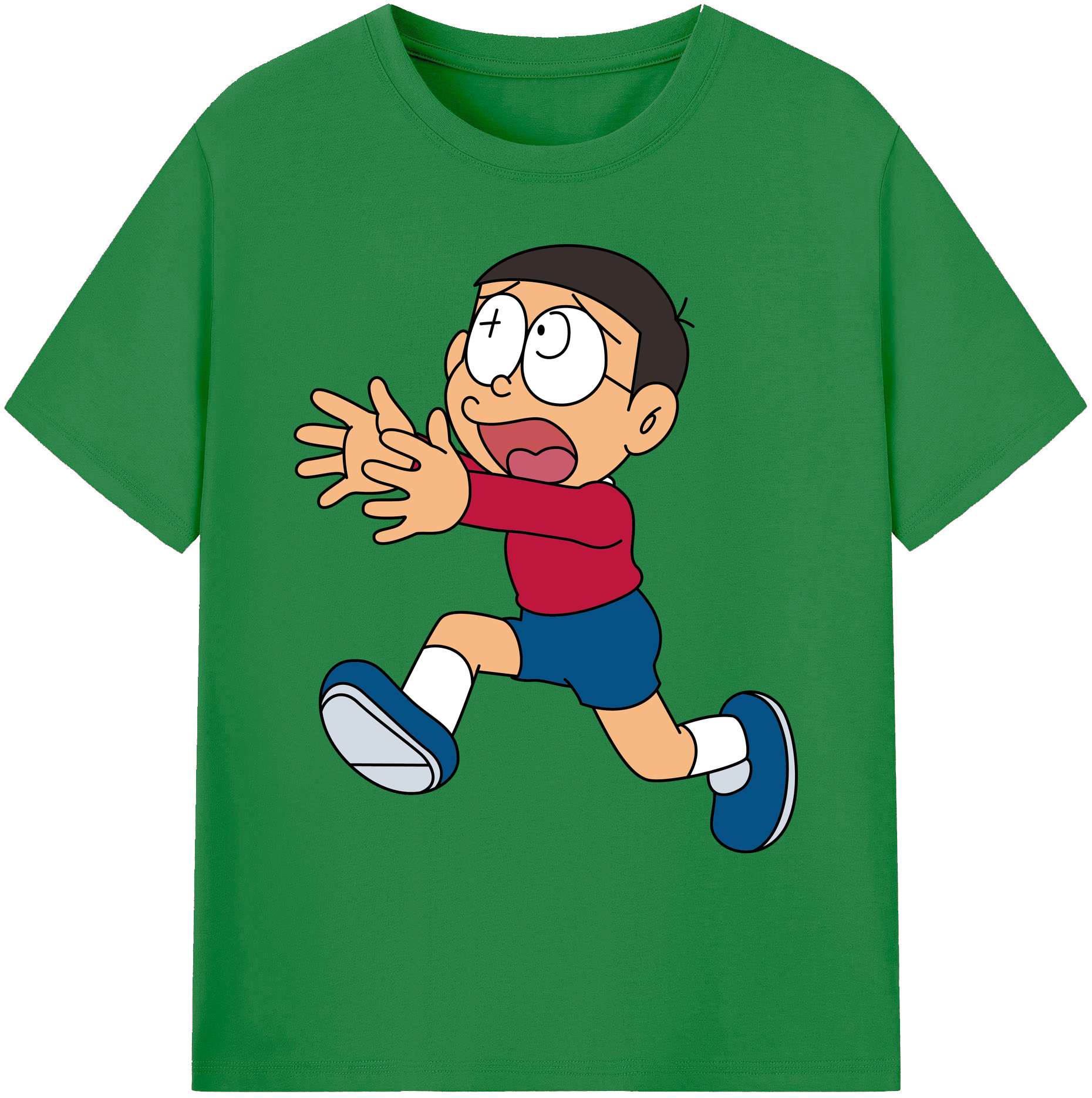 （画像用） ドラえもん 野比 のび太 Doraemon Nobita Nobi 綿100％ メンズ半袖Tシャツ｜肌触りやわらか＆通気性