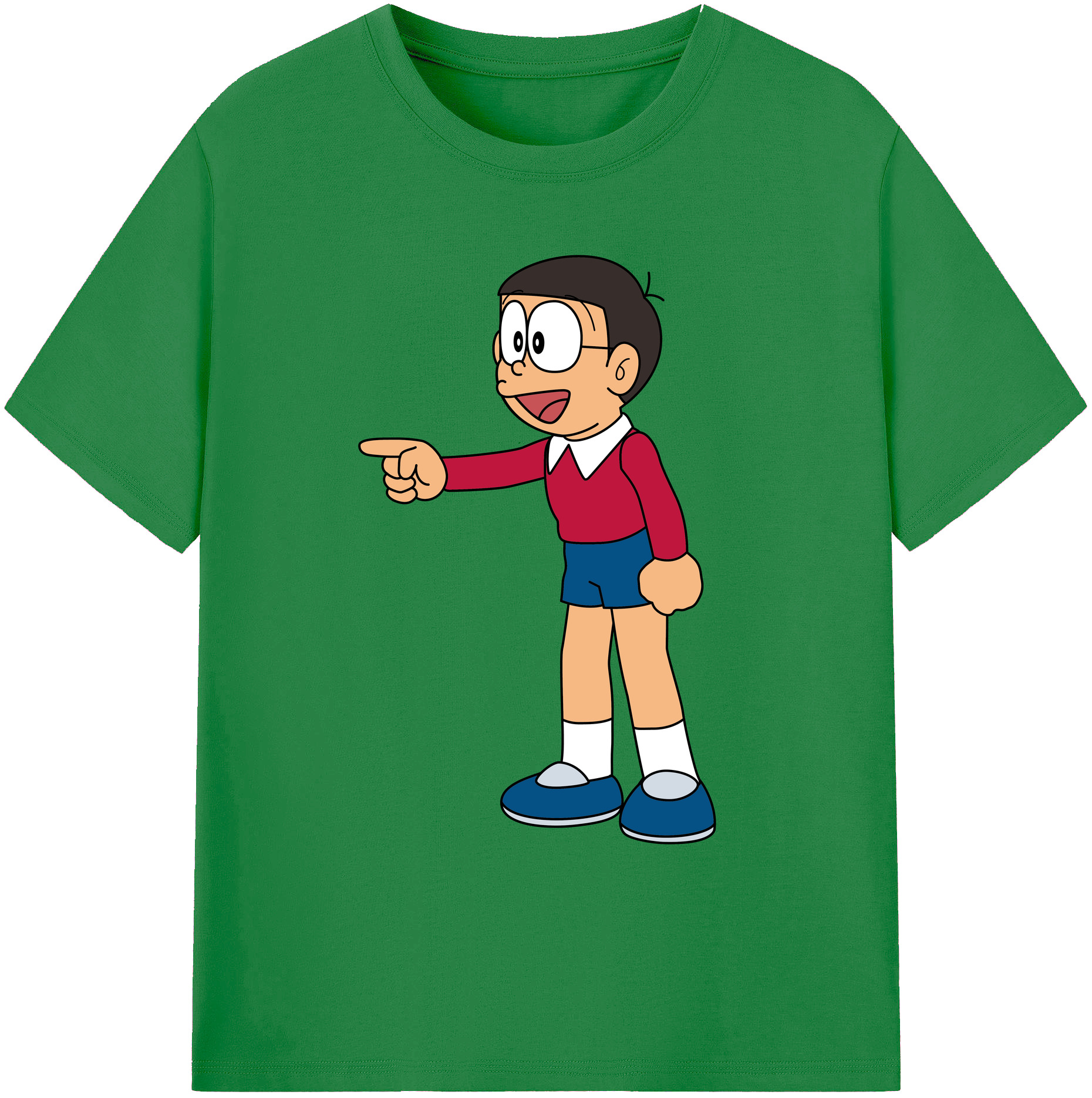 （画像用） ドラえもん 野比 のび太 Doraemon Nobita Nobi 綿100％ メンズ半袖Tシャツ｜肌触りやわらか＆通気性