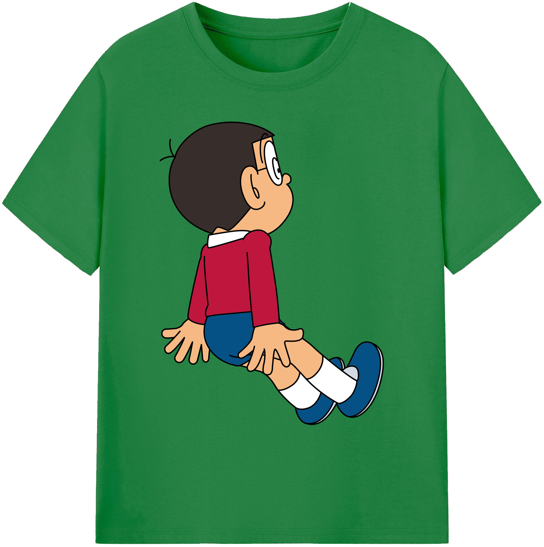 （画像用） ドラえもん 野比 のび太 Doraemon Nobita Nobi 綿100％ メンズ半袖Tシャツ｜肌触りやわらか＆通気性