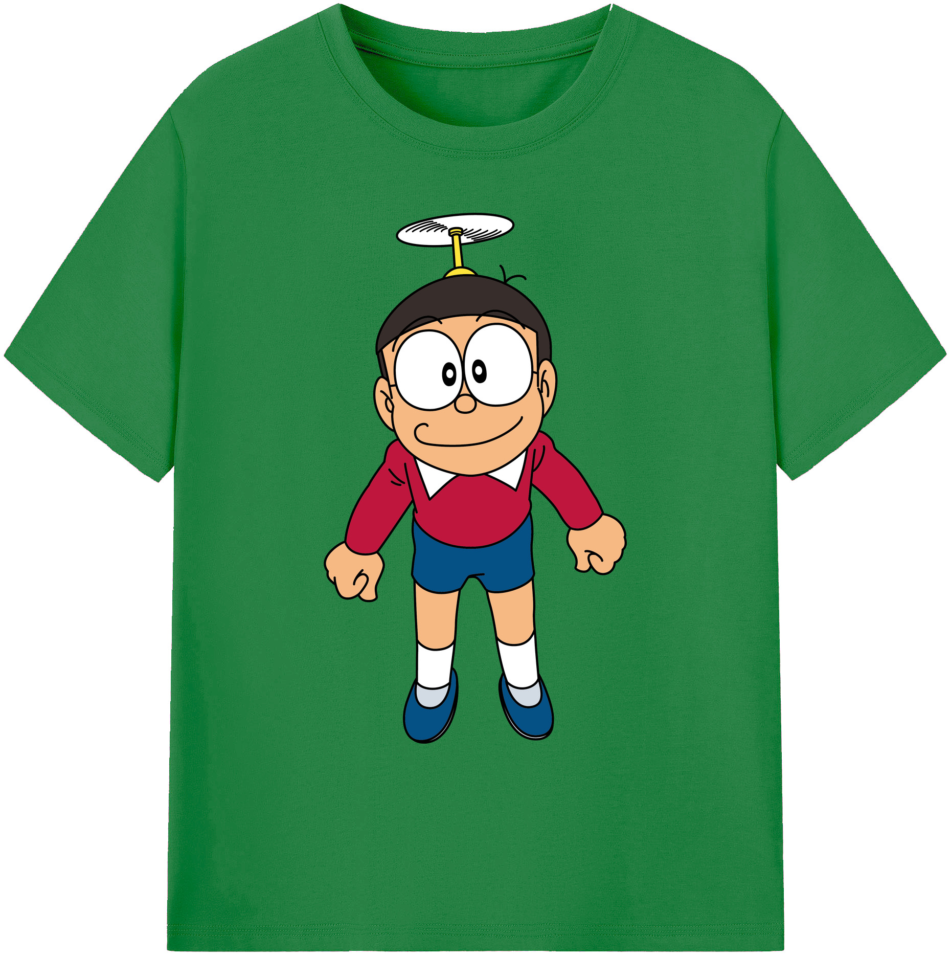 （画像用） ドラえもん 野比 のび太 Doraemon Nobita Nobi 綿100％ メンズ半袖Tシャツ｜肌触りやわらか＆通気性
