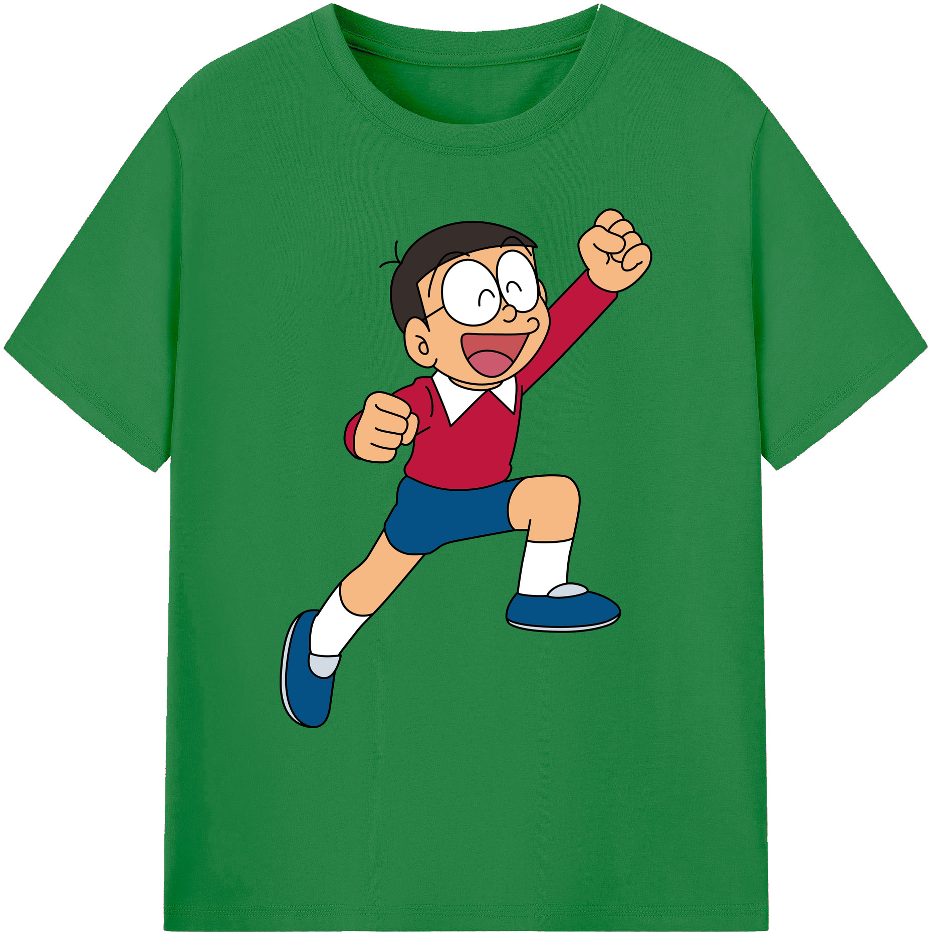 （画像用） ドラえもん 野比 のび太 Doraemon Nobita Nobi 綿100％ メンズ半袖Tシャツ｜肌触りやわらか＆通気性