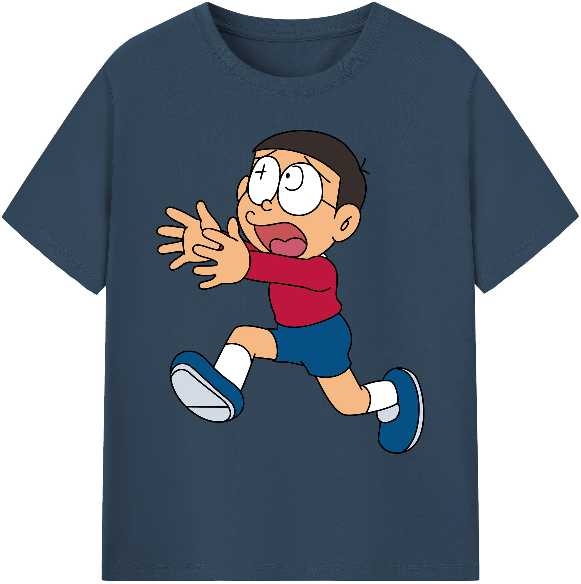 （画像用） ドラえもん 野比 のび太 Doraemon Nobita Nobi 綿100％ メンズ半袖Tシャツ｜肌触りやわらか＆通気性