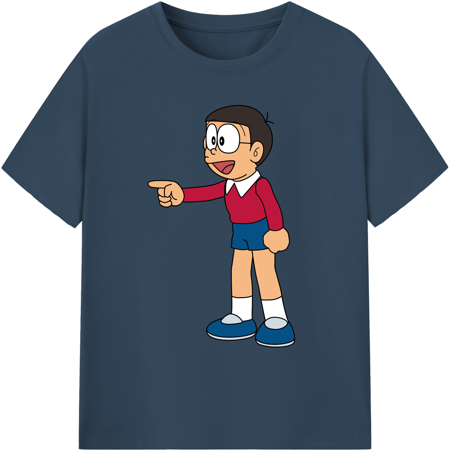 （画像用） ドラえもん 野比 のび太 Doraemon Nobita Nobi 綿100％ メンズ半袖Tシャツ｜肌触りやわらか＆通気性