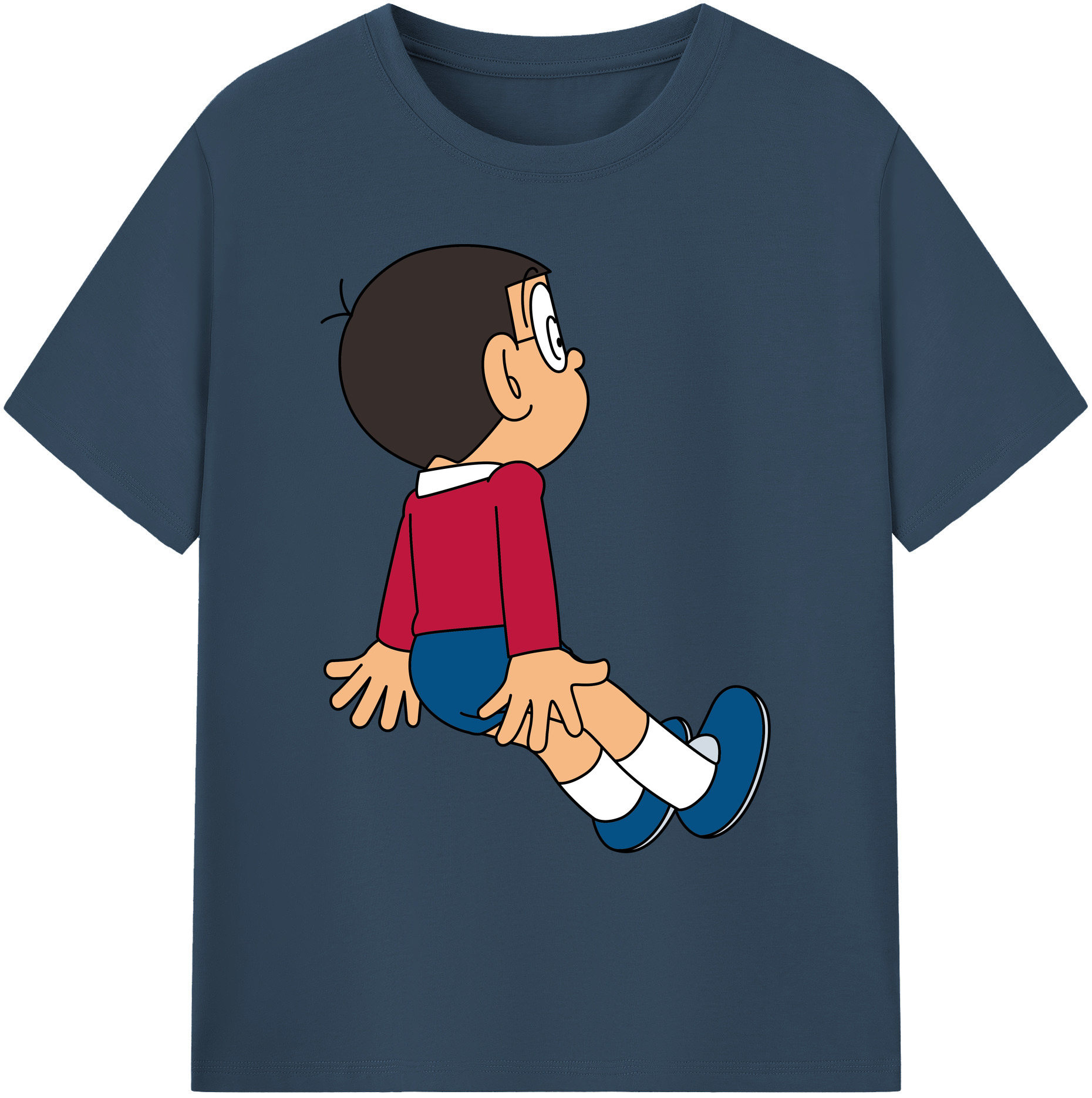 （画像用） ドラえもん 野比 のび太 Doraemon Nobita Nobi 綿100％ メンズ半袖Tシャツ｜肌触りやわらか＆通気性