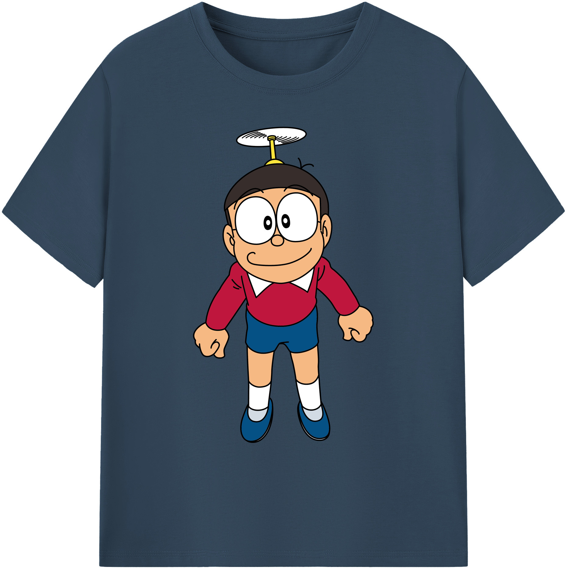 （画像用） ドラえもん 野比 のび太 Doraemon Nobita Nobi 綿100％ メンズ半袖Tシャツ｜肌触りやわらか＆通気性