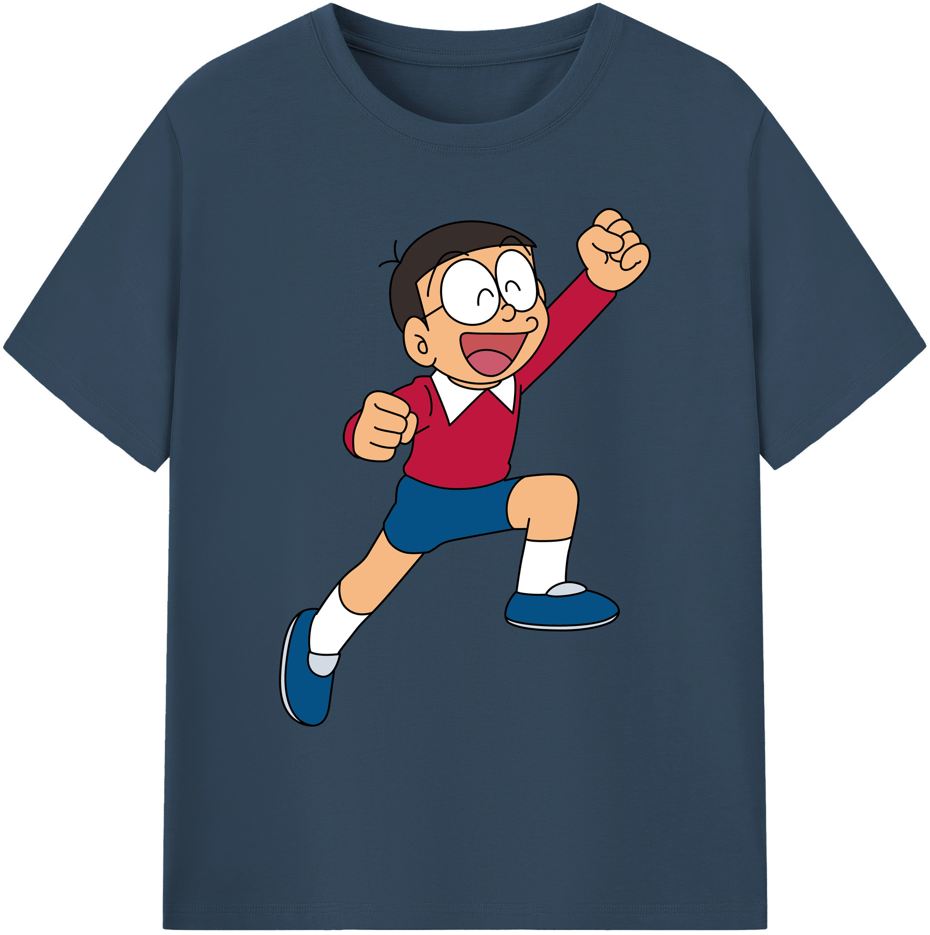 （画像用） ドラえもん 野比 のび太 Doraemon Nobita Nobi 綿100％ メンズ半袖Tシャツ｜肌触りやわらか＆通気性