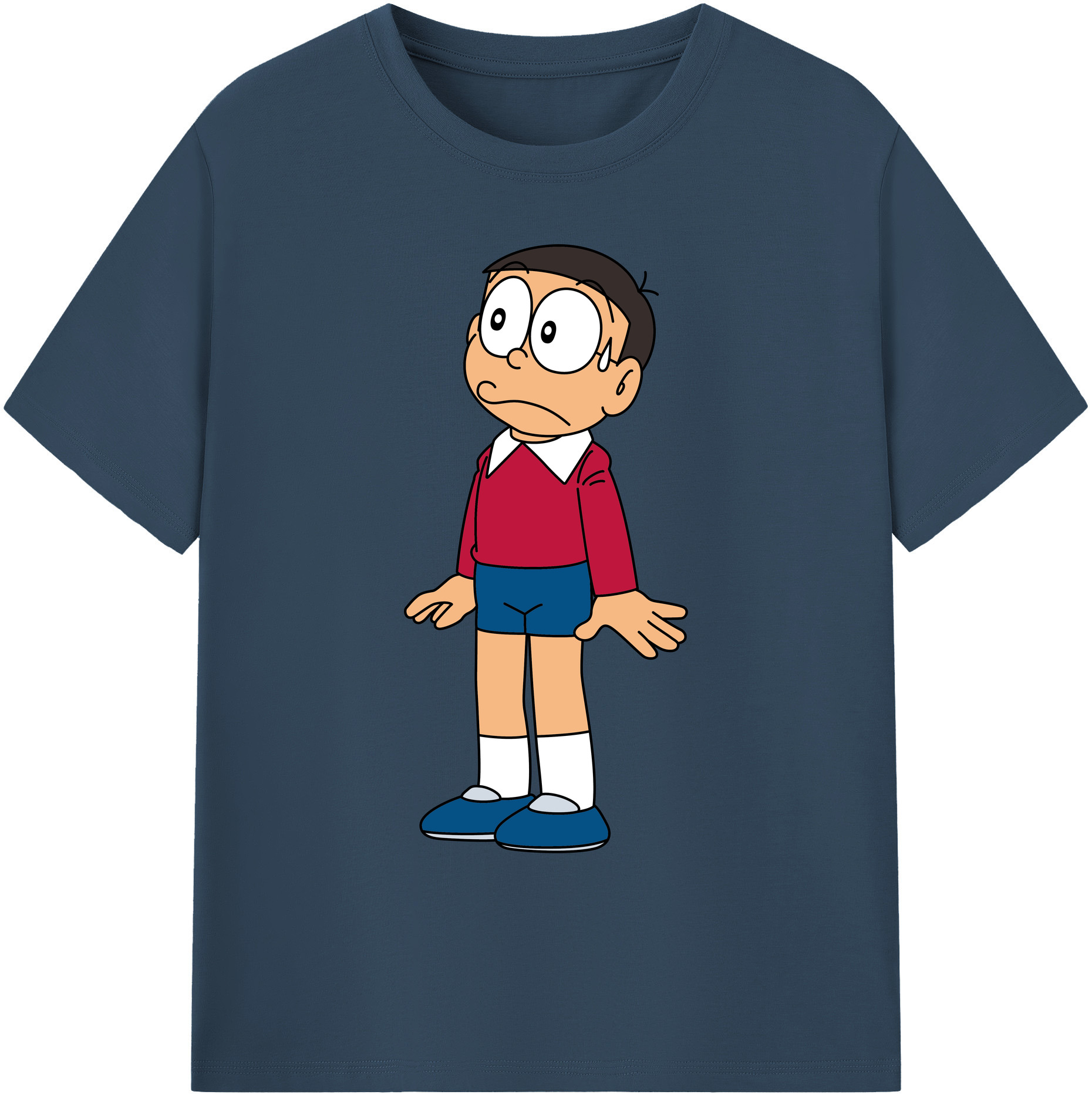 （画像用） ドラえもん 野比 のび太 Doraemon Nobita Nobi 綿100％ メンズ半袖Tシャツ｜肌触りやわらか＆通気性
