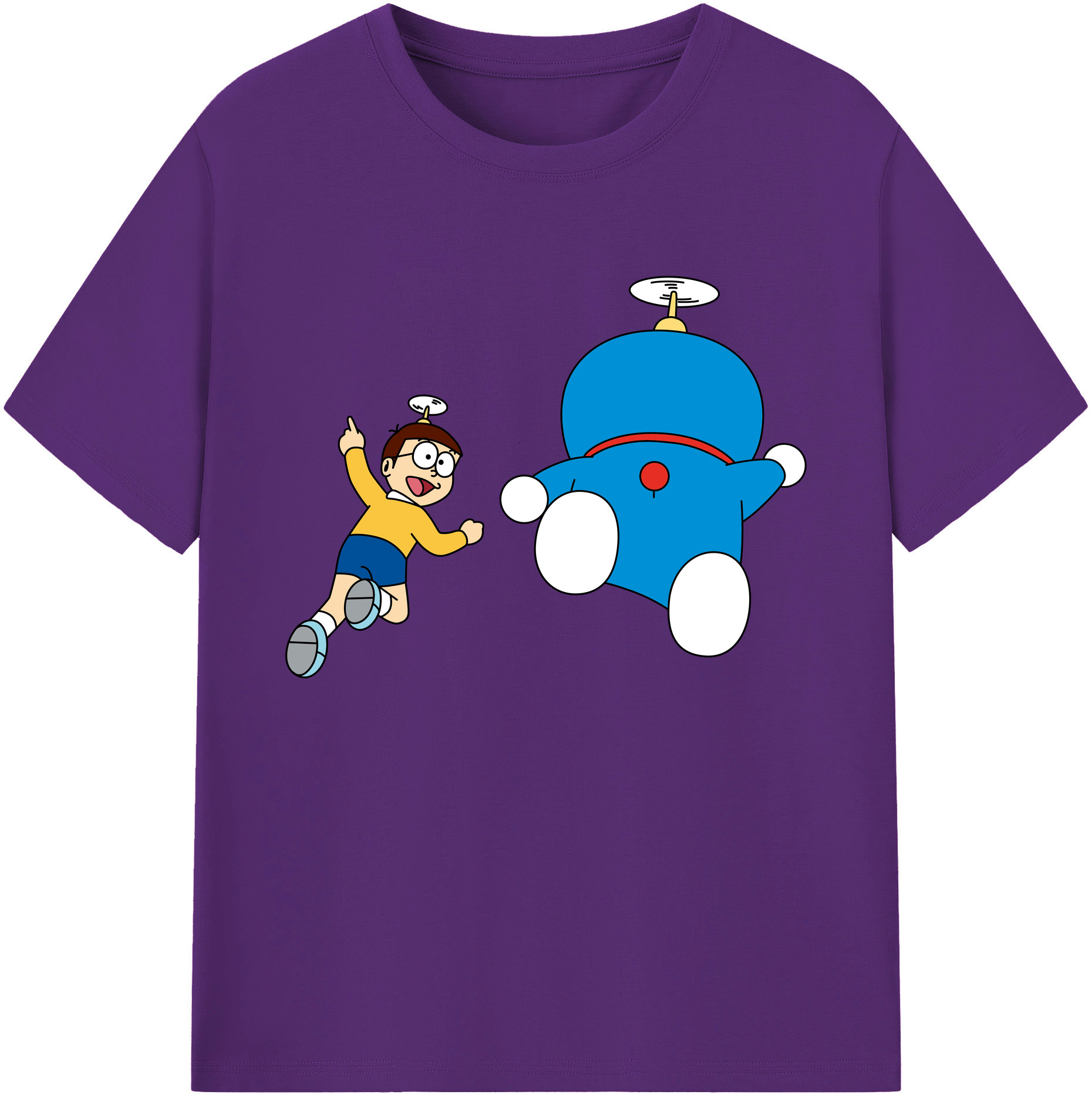 （画像用） ドラえもん 野比 のび太 Doraemon Nobita Nobi 綿100％ メンズ半袖Tシャツ｜肌触りやわらか＆通気性