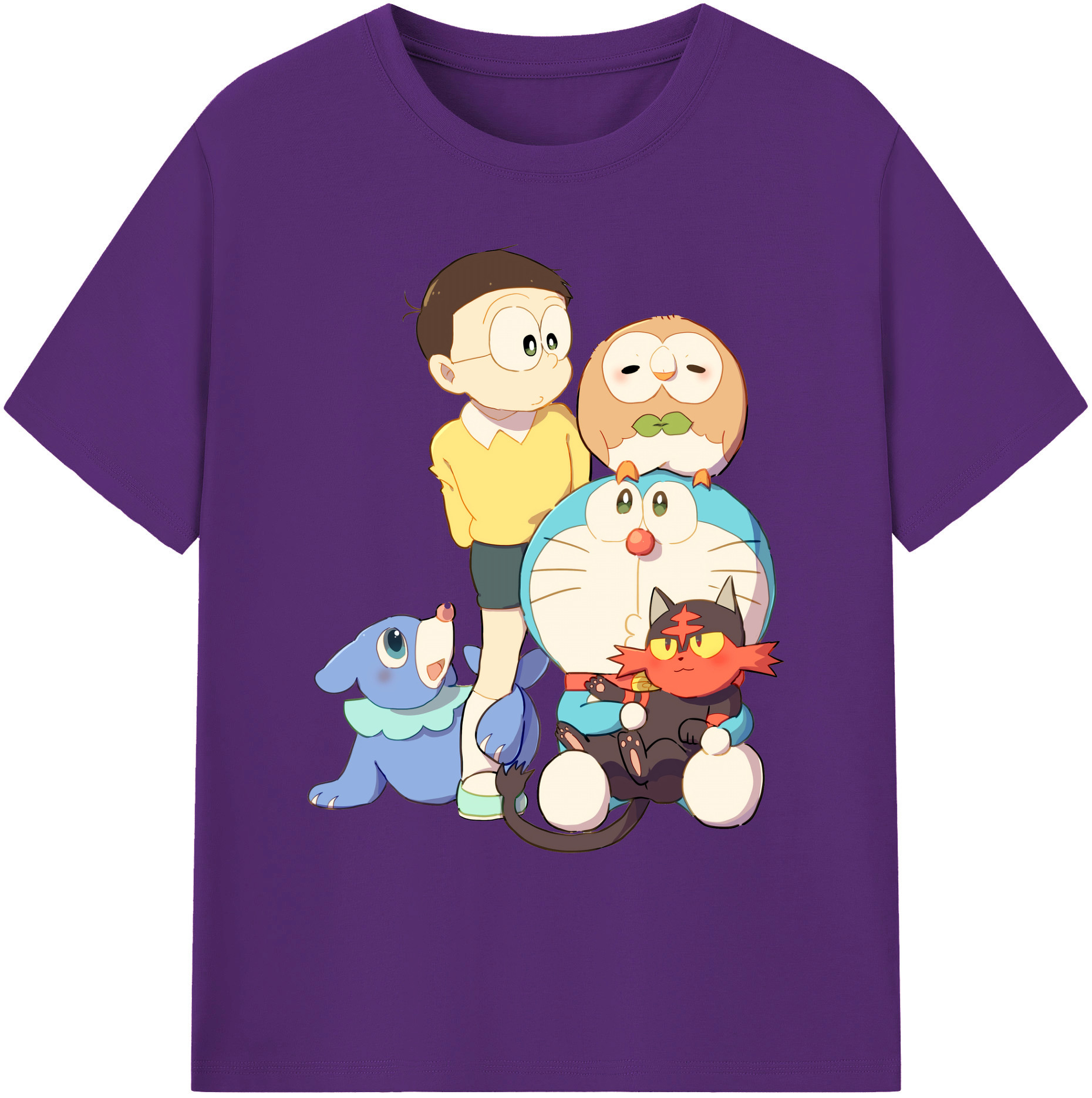 （画像用） ドラえもん Doraemon 綿100％ メンズ半袖Tシャツ｜肌触りやわらか＆通気性