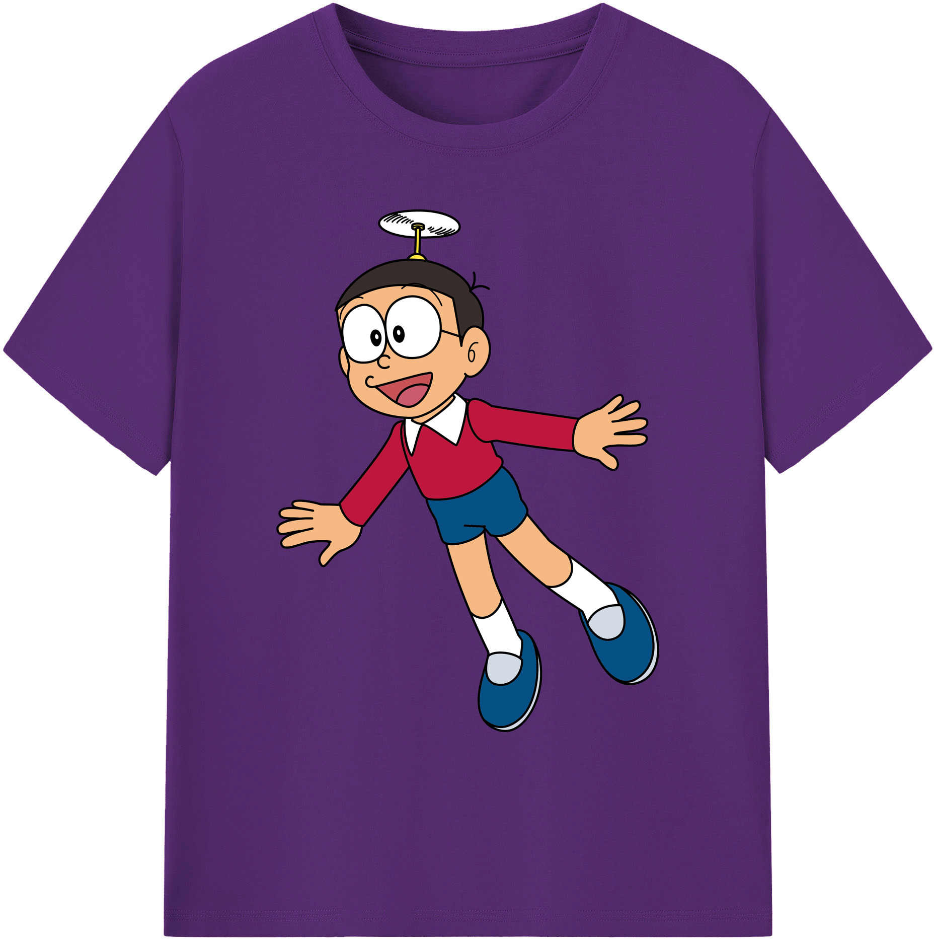 （画像用） ドラえもん 野比 のび太 Doraemon Nobita Nobi 綿100％ メンズ半袖Tシャツ｜肌触りやわらか＆通気性