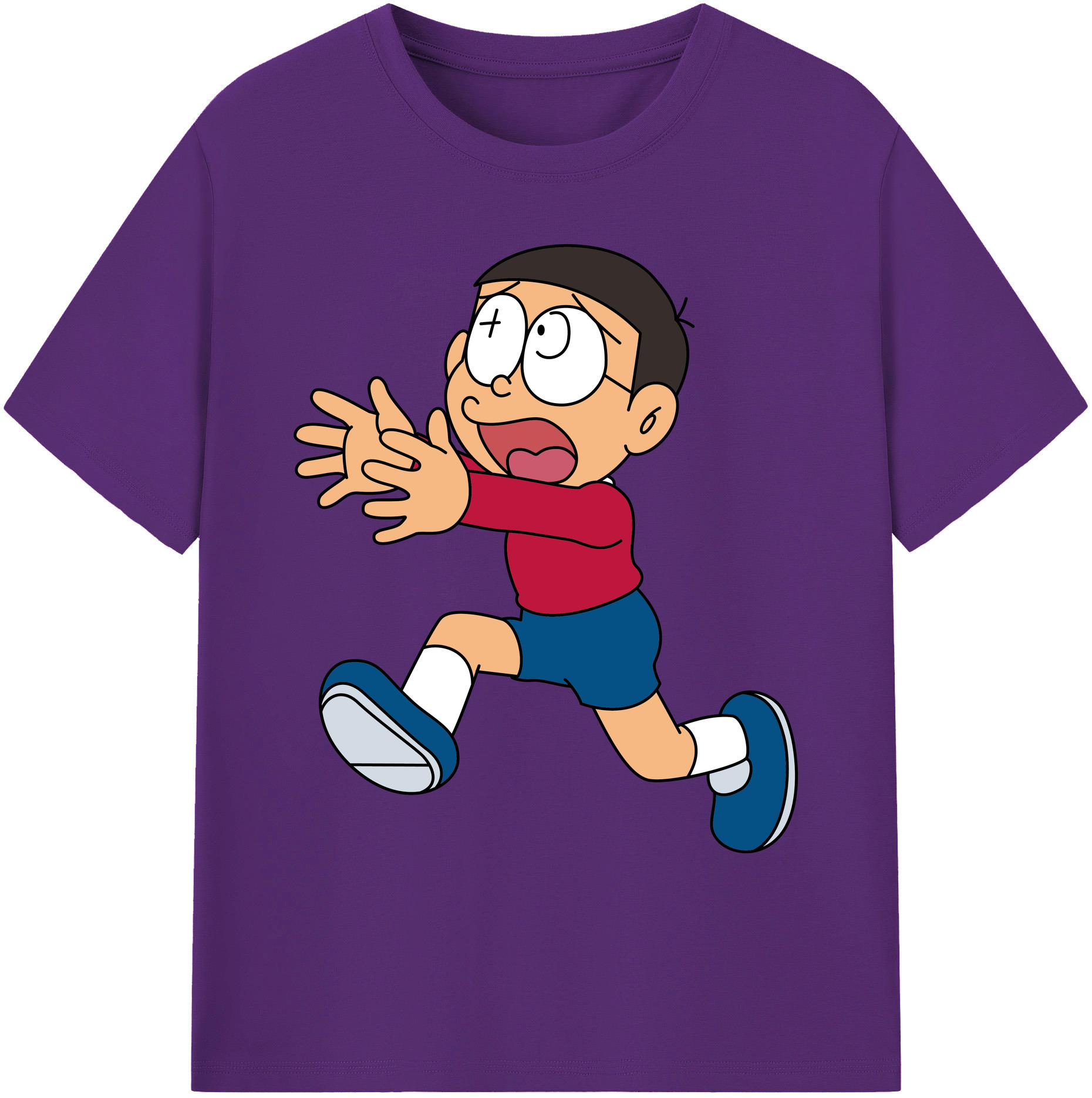 （画像用） ドラえもん 野比 のび太 Doraemon Nobita Nobi 綿100％ メンズ半袖Tシャツ｜肌触りやわらか＆通気性